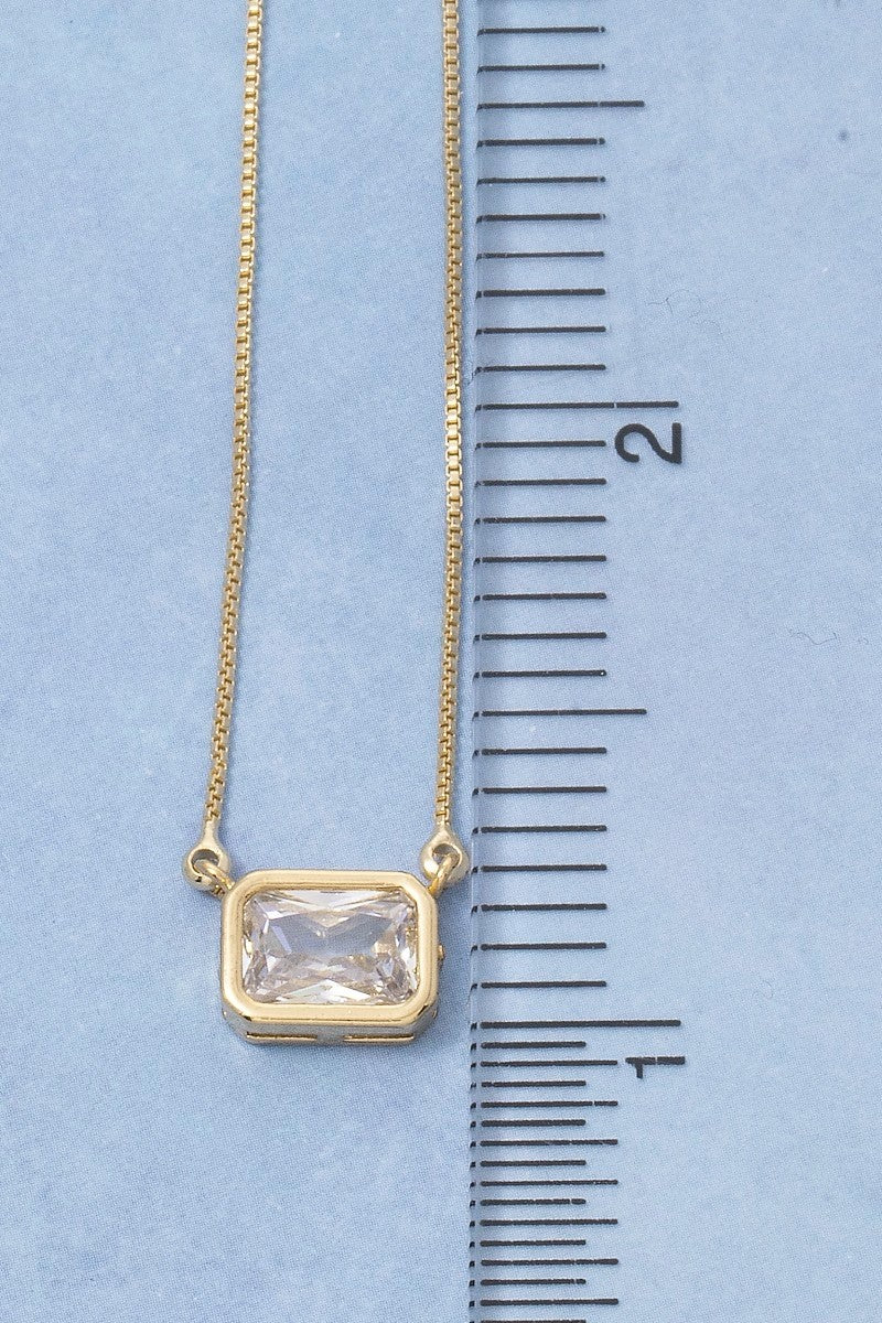 Gold Dipped Cz Baguette Pendant Necklace