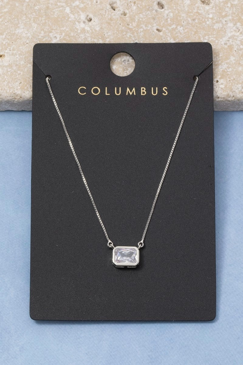 Gold Dipped Cz Baguette Pendant Necklace