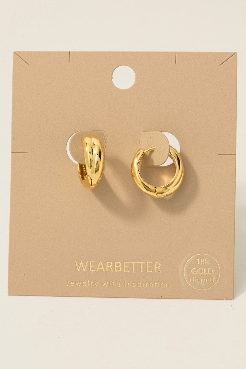 Gold Dipped Layered Hinge Hoop Earrings