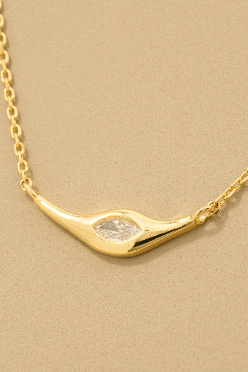 Long Ornate Cz Stud Pendant Necklace