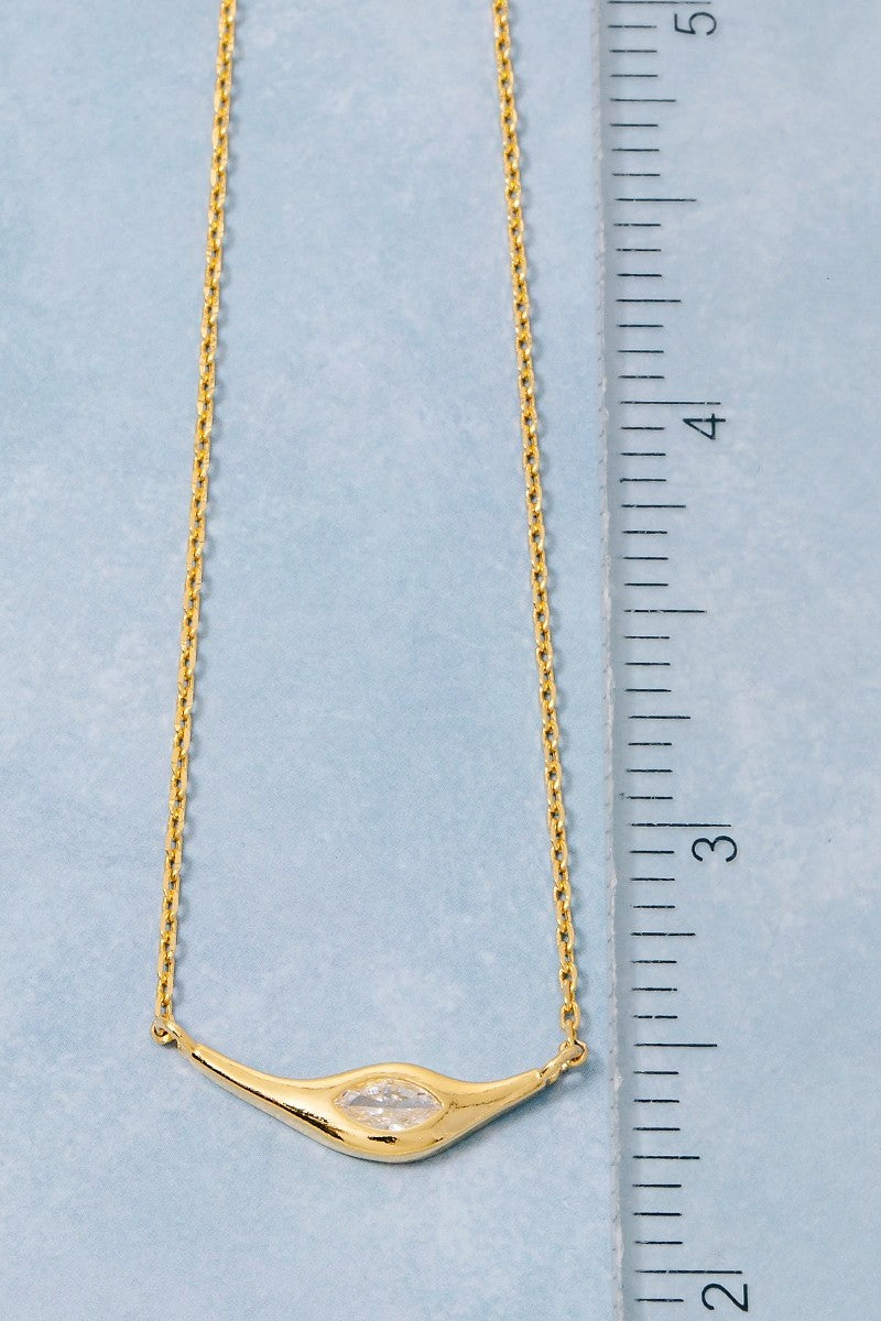 Long Ornate Cz Stud Pendant Necklace