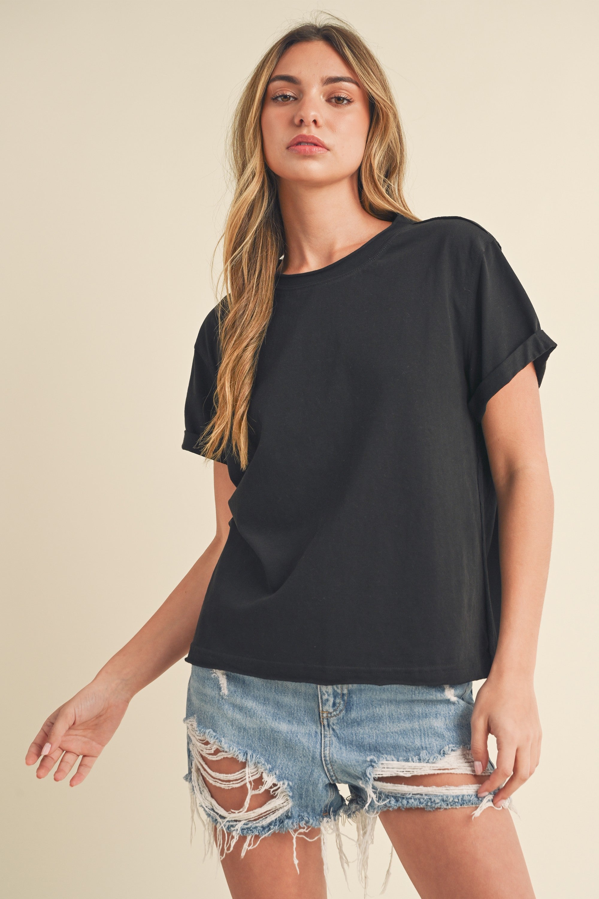 Mali Black Baby Tee Short Sleeve Top