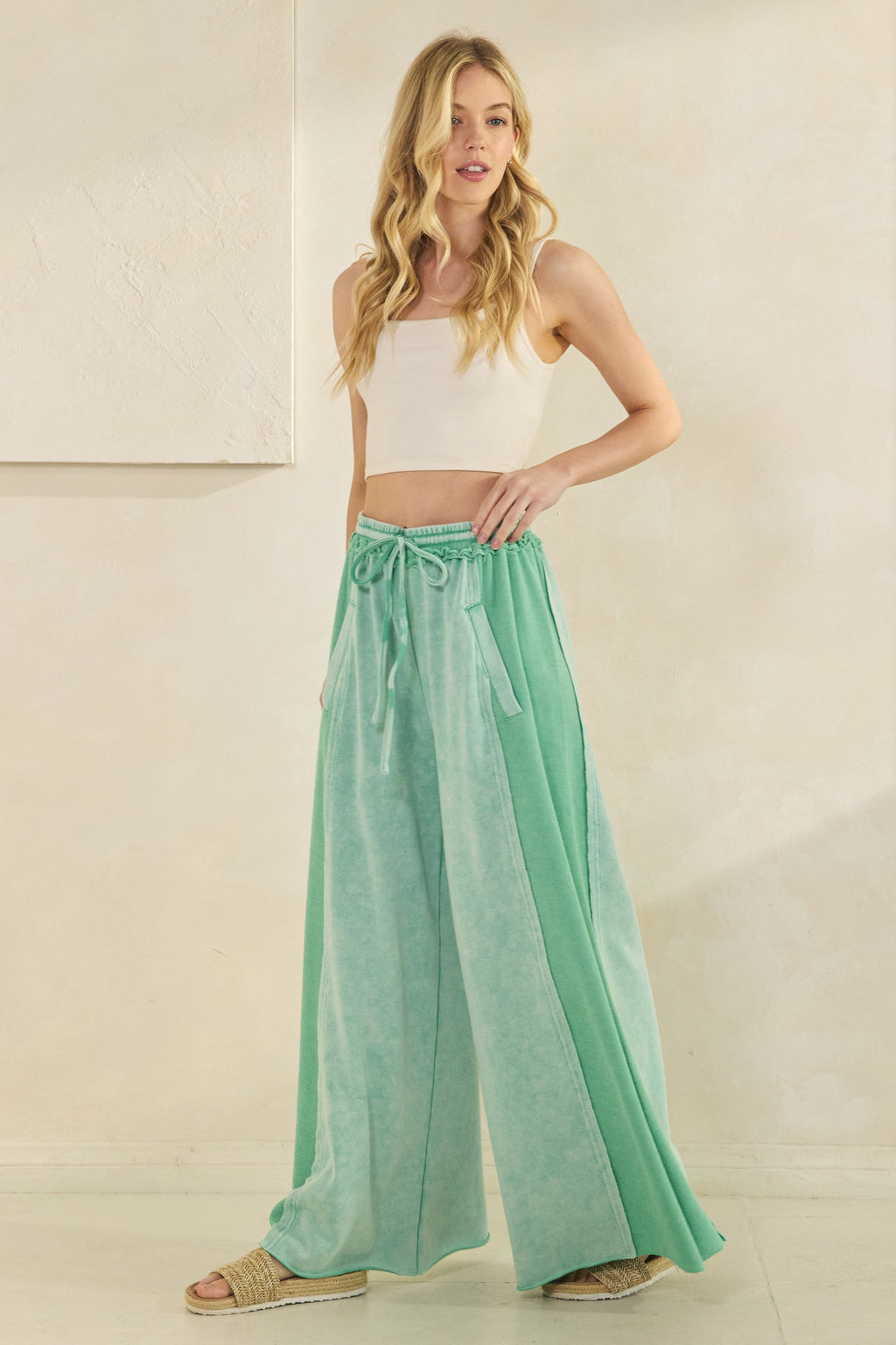 Meadow Mist Sage Green Palazzo Pants