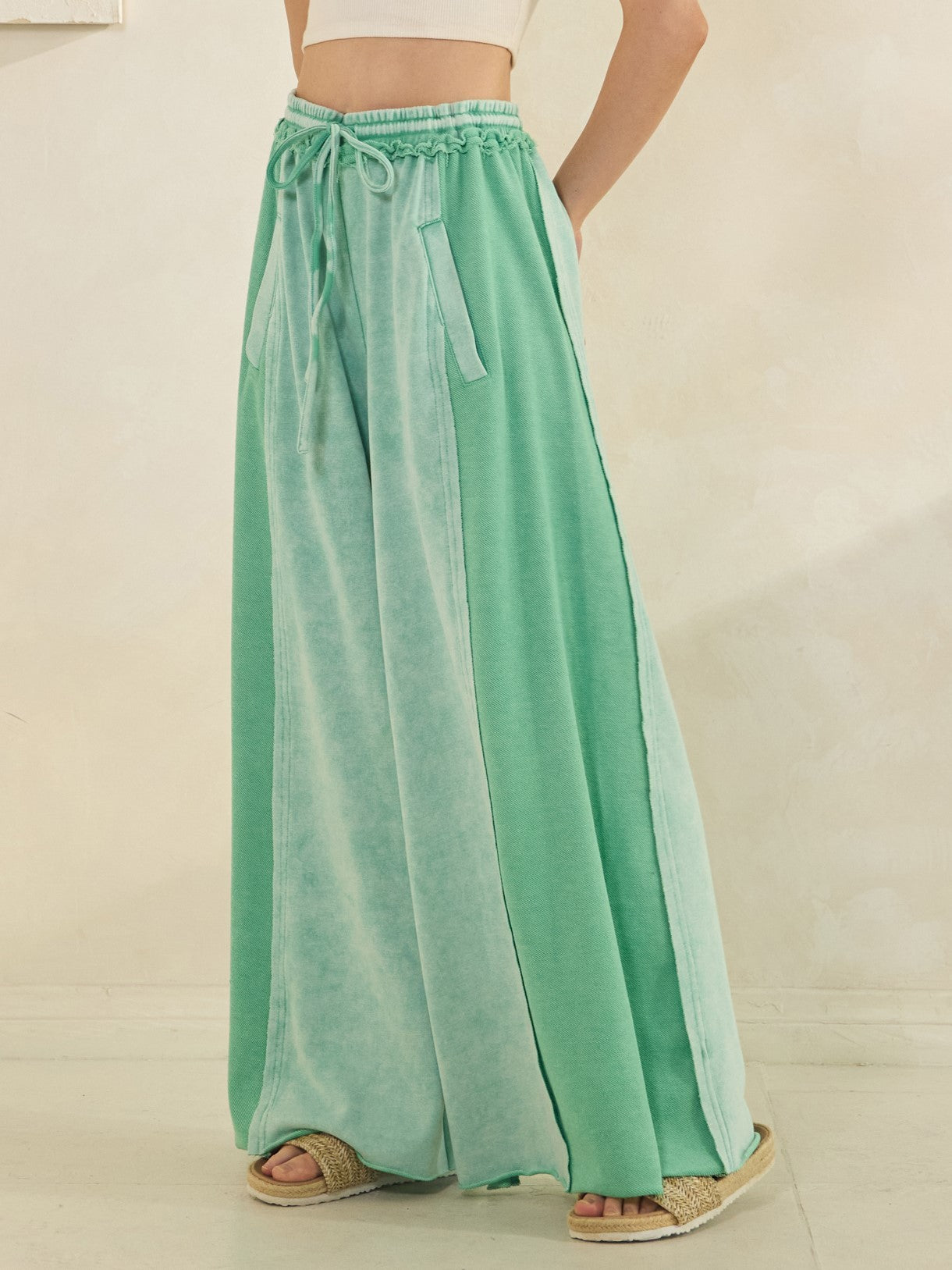 Meadow Mist Sage Green Palazzo Pants