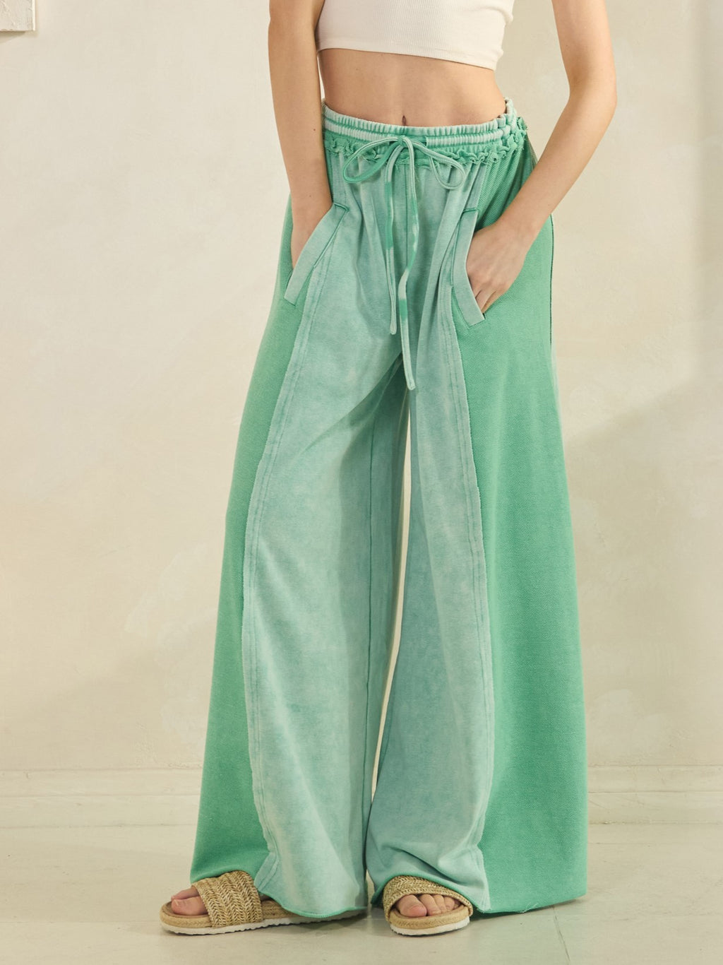 Meadow Mist Sage Green Palazzo Pants