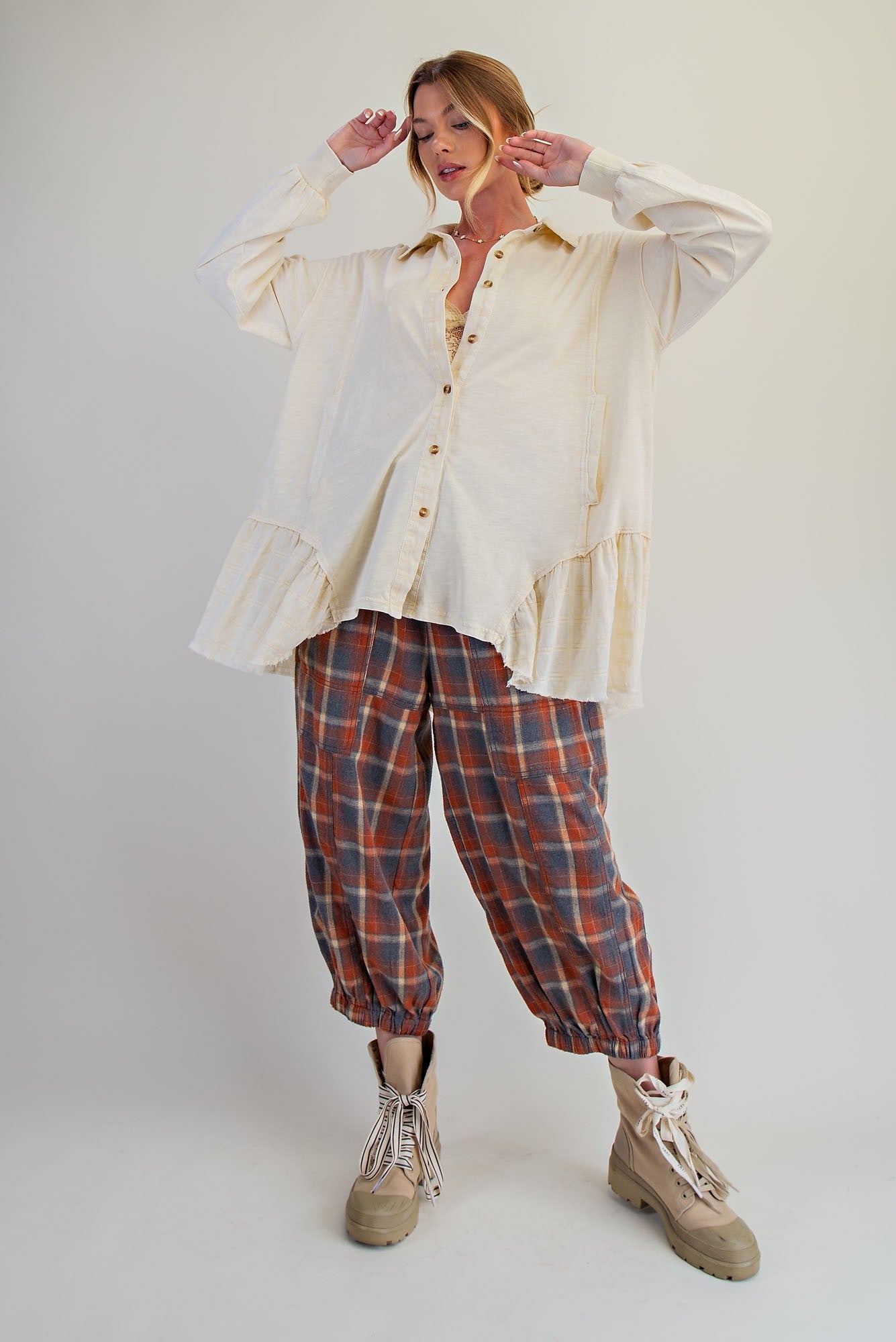 Mineral Washed Natural Shirt Tunic