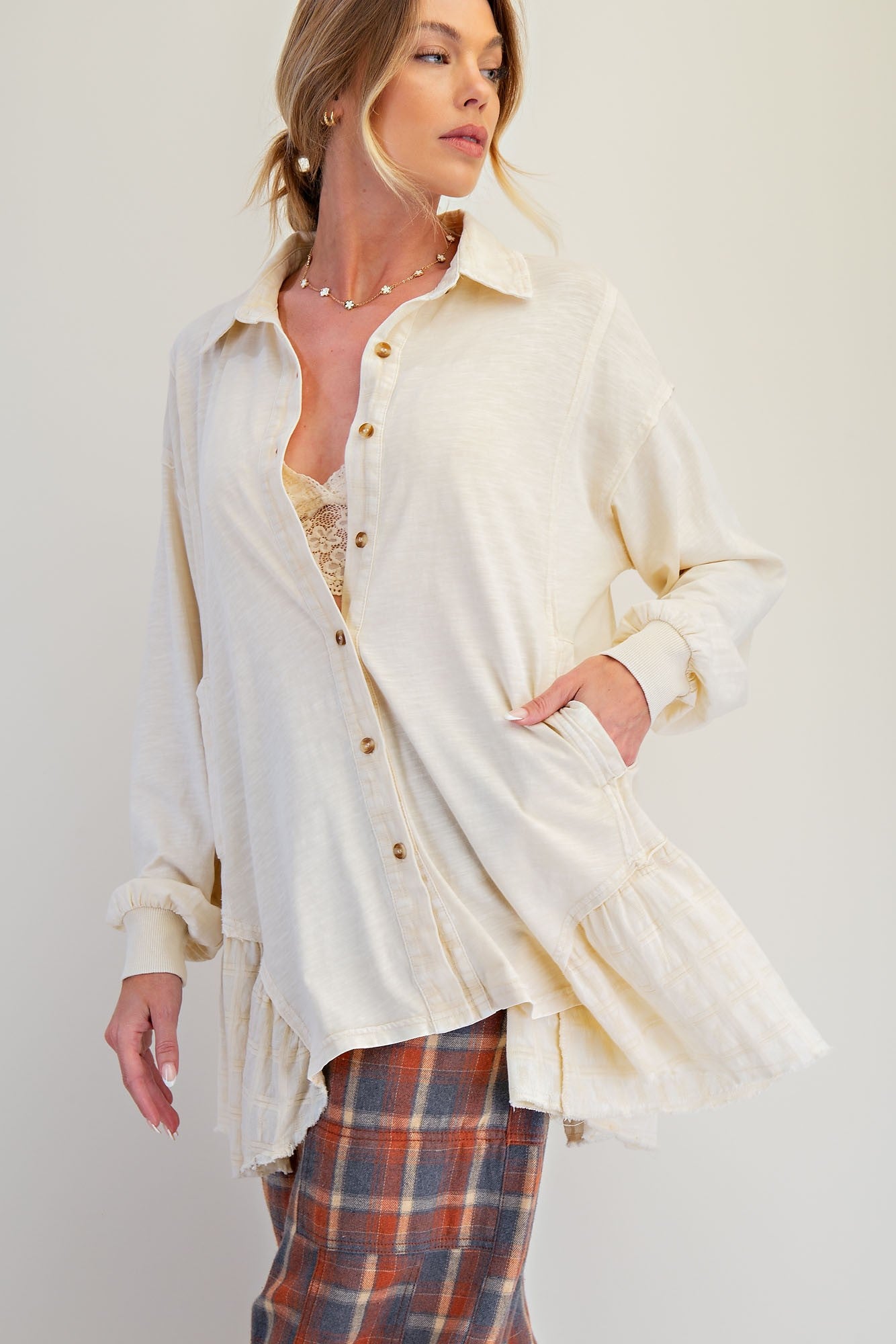 Mineral Washed Natural Shirt Tunic