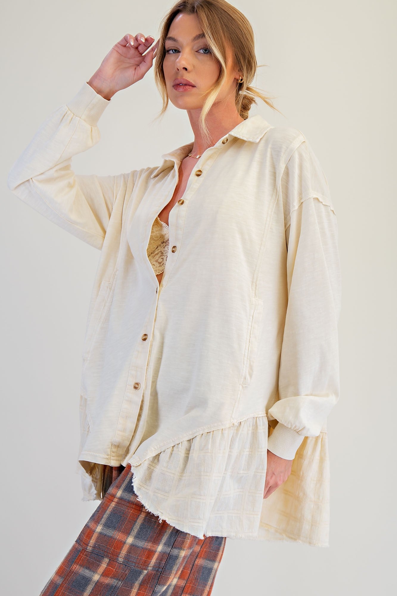 Mineral Washed Natural Shirt Tunic