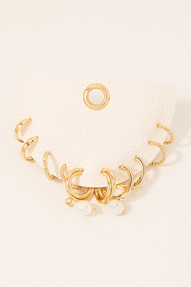 Mixed Metallic Hoop Earrings Set