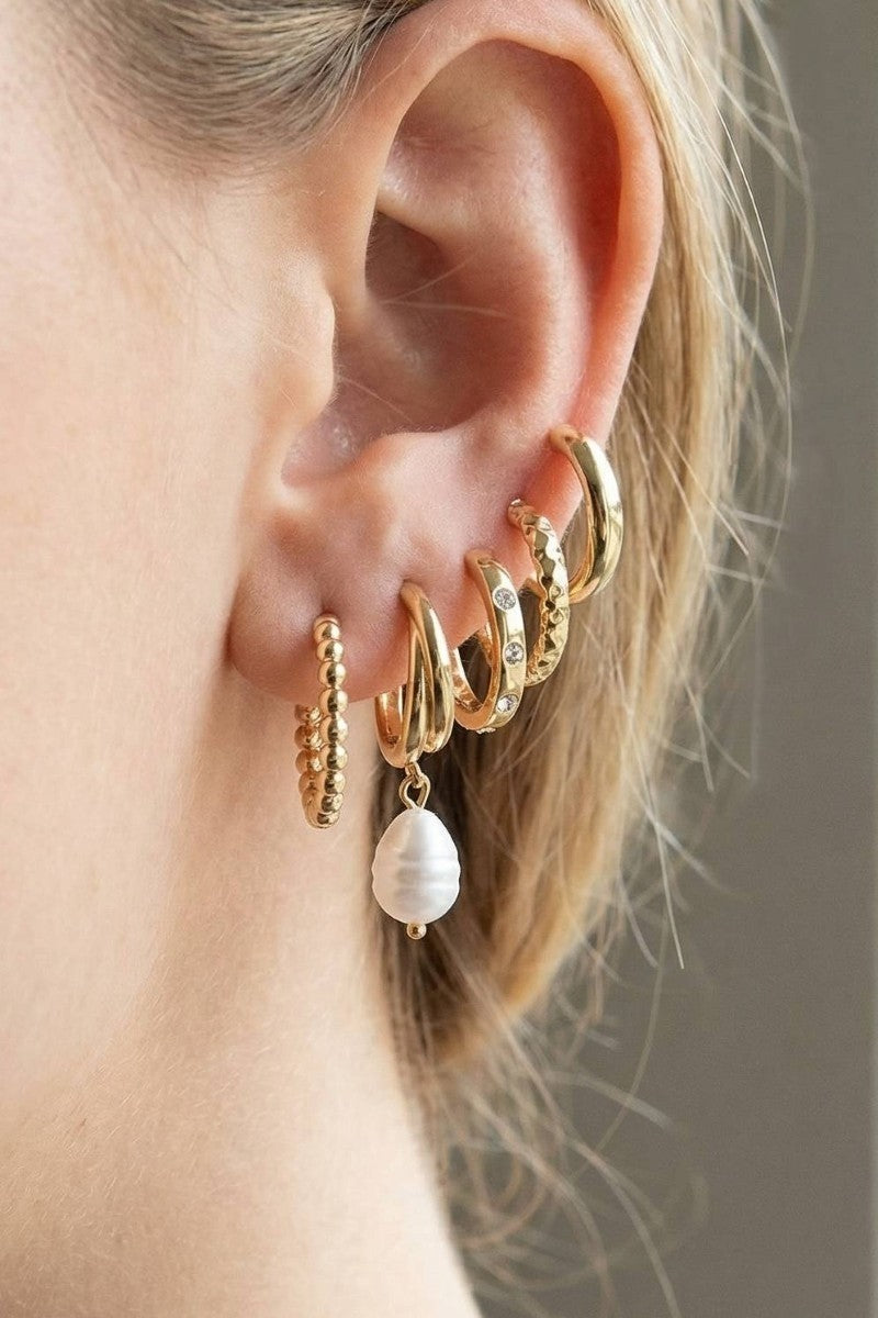 Mixed Metallic Hoop Earrings Set