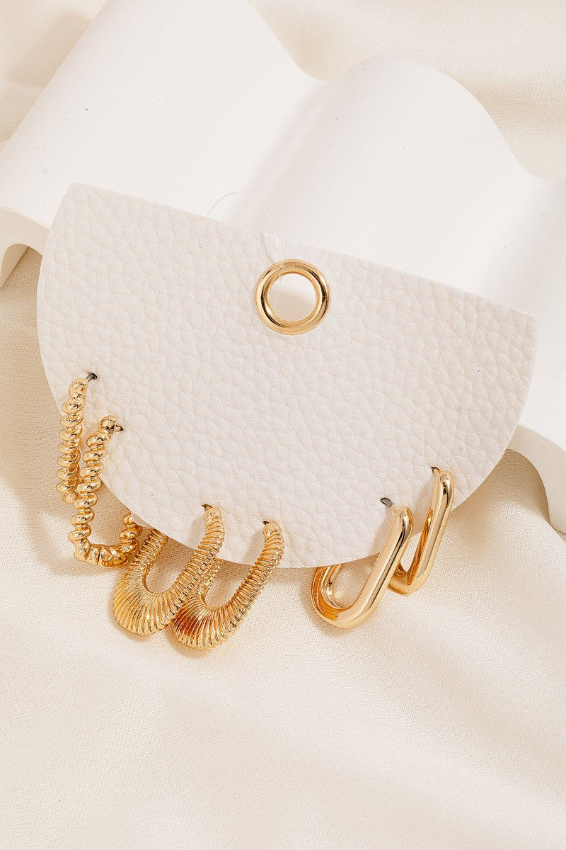 Mixed Rectangular Hoop Earrings Set