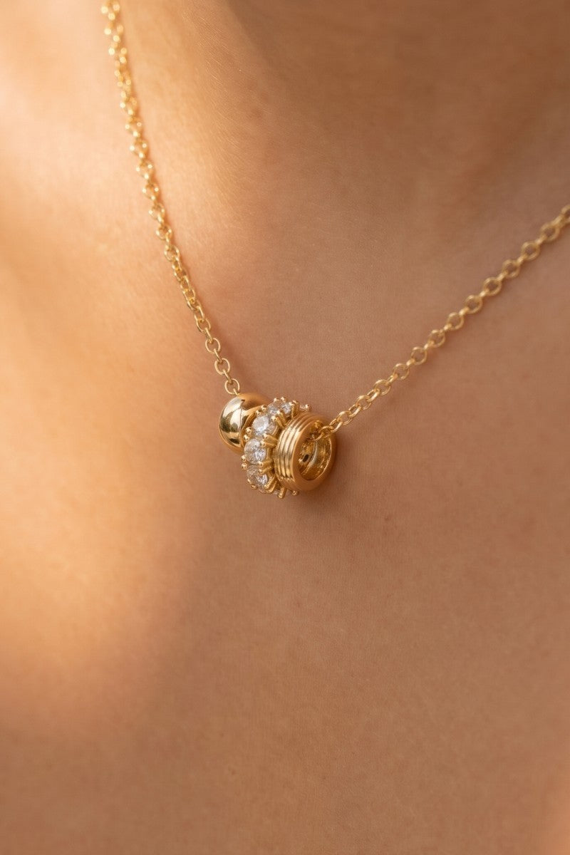 Mixed Ring Charms Dainty Chain Gold Necklace