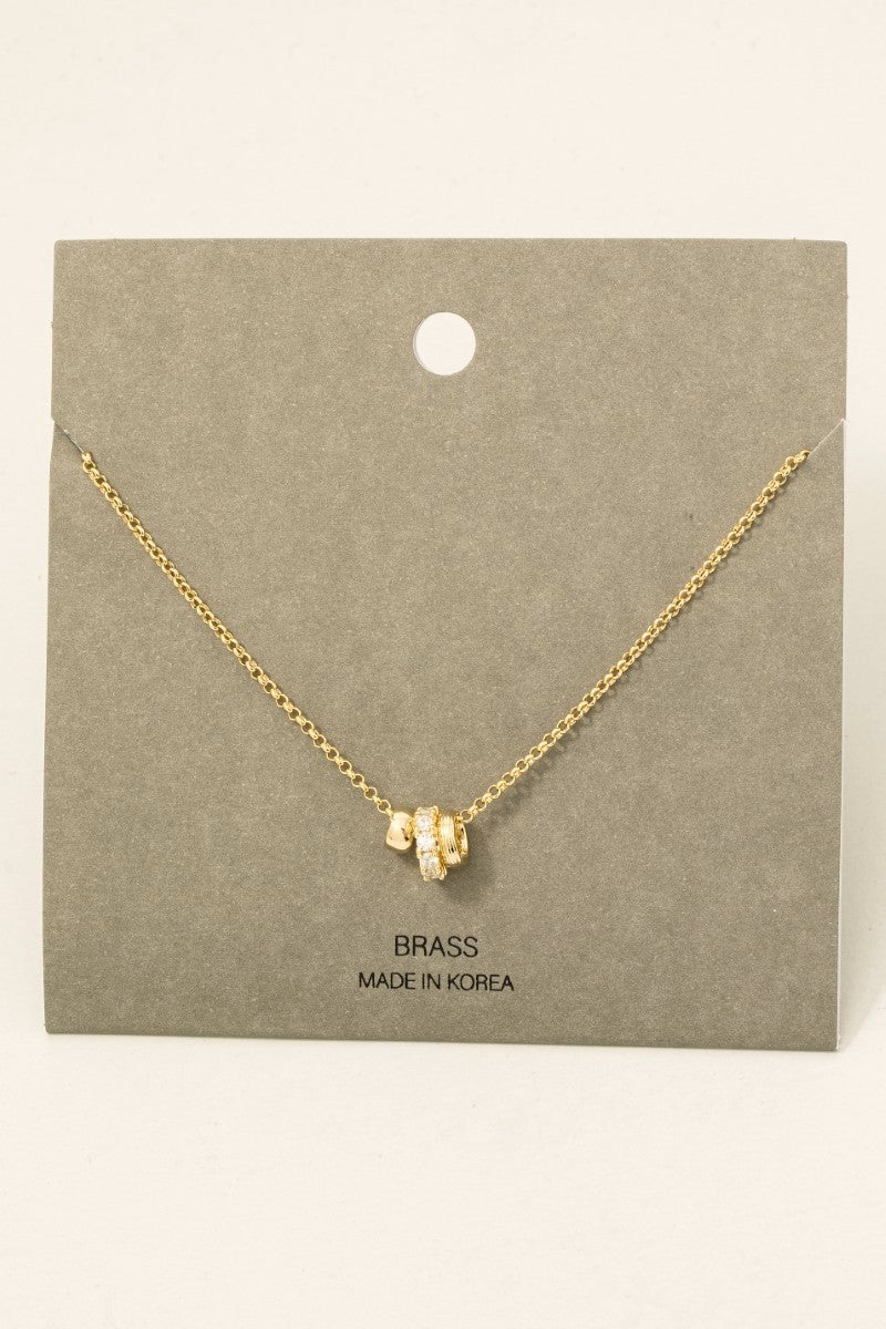 Mixed Ring Charms Dainty Chain Gold Necklace