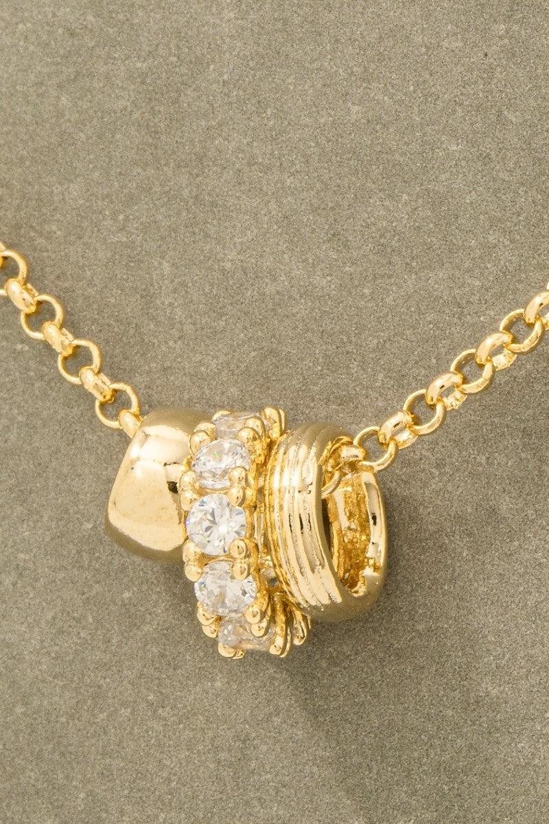 Mixed Ring Charms Dainty Chain Gold Necklace