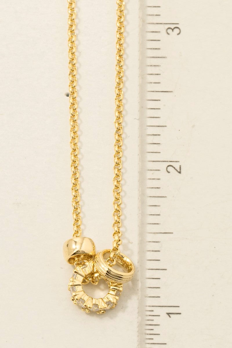 Mixed Ring Charms Dainty Chain Gold Necklace