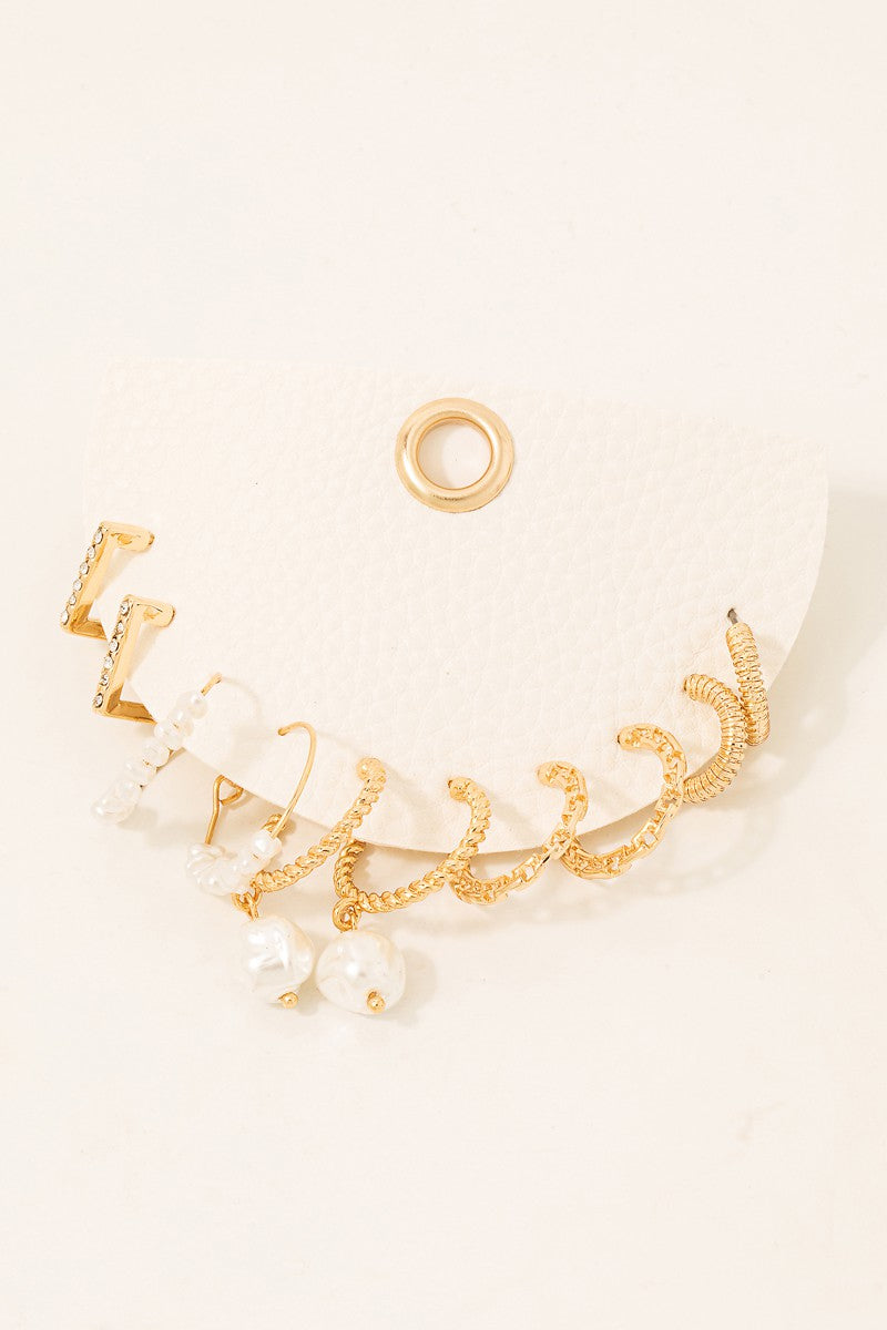 Mixed Style Pearl Beads Earrings Set