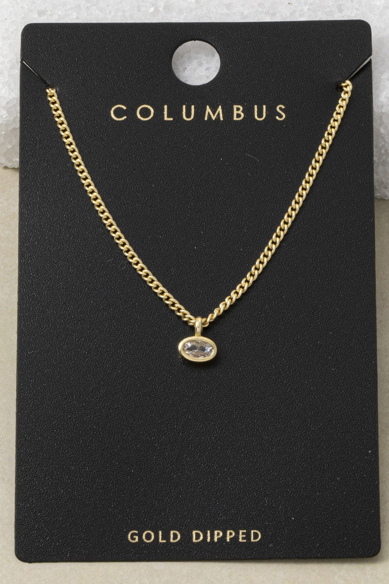 Oval Bezel Cz Solitaire Pendant Necklace