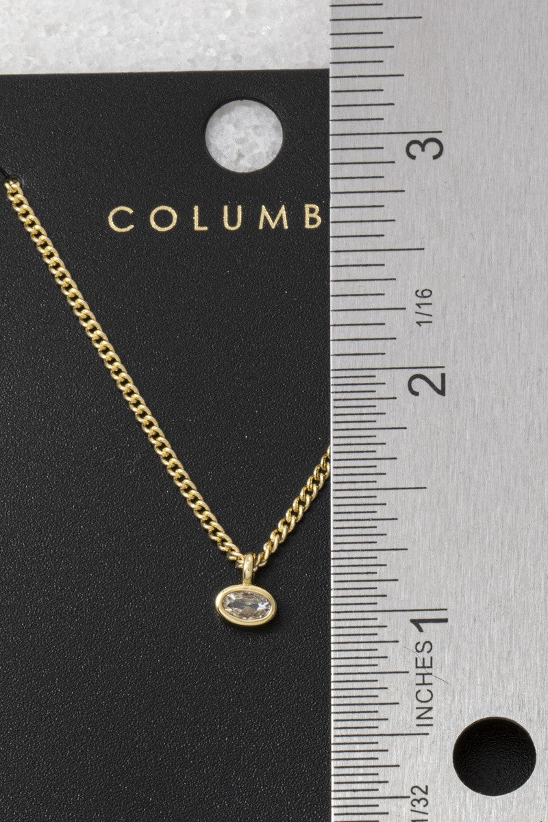 Oval Bezel Cz Solitaire Pendant Necklace