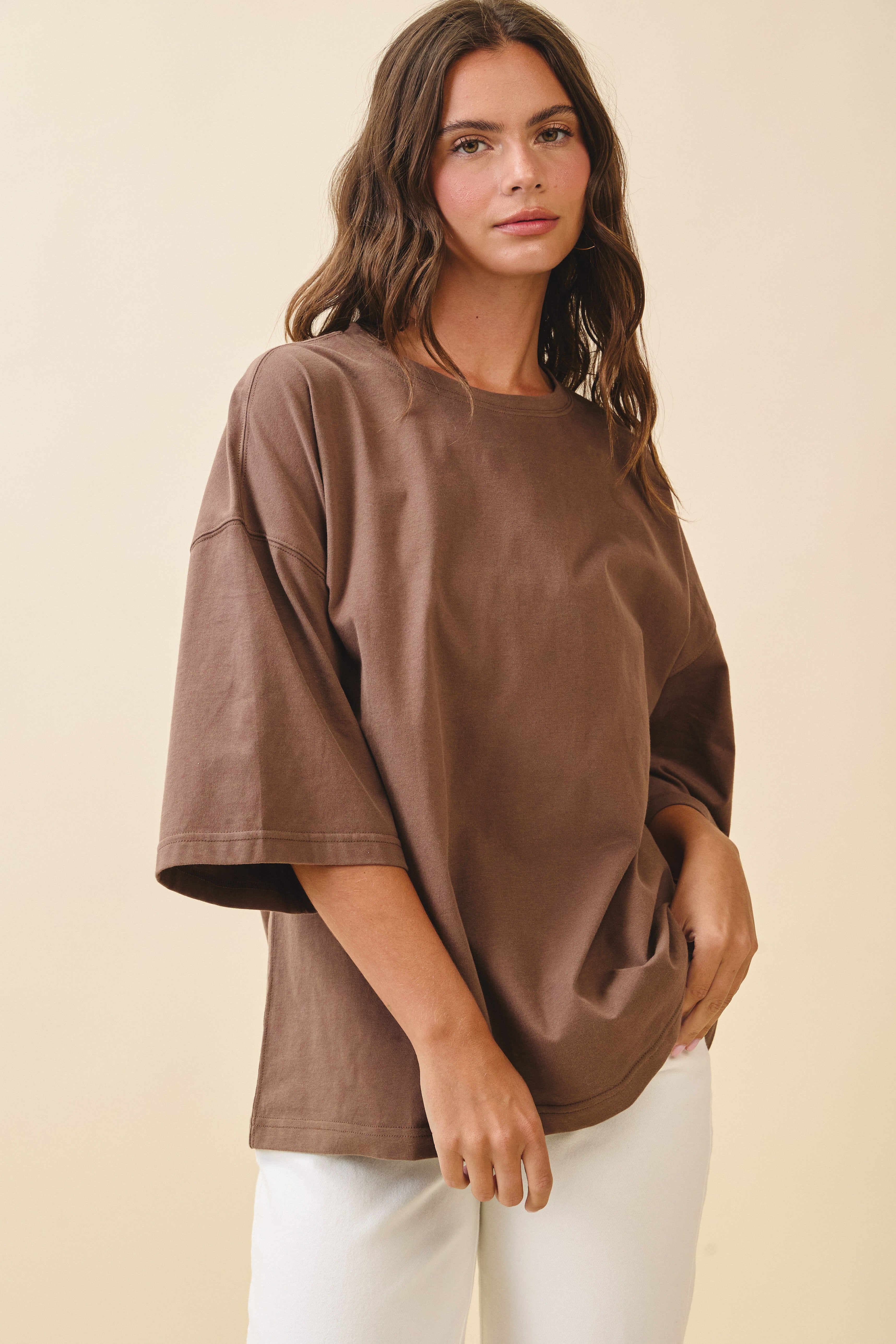 Oversized Chocolate Brown Everyday Cotton Tee