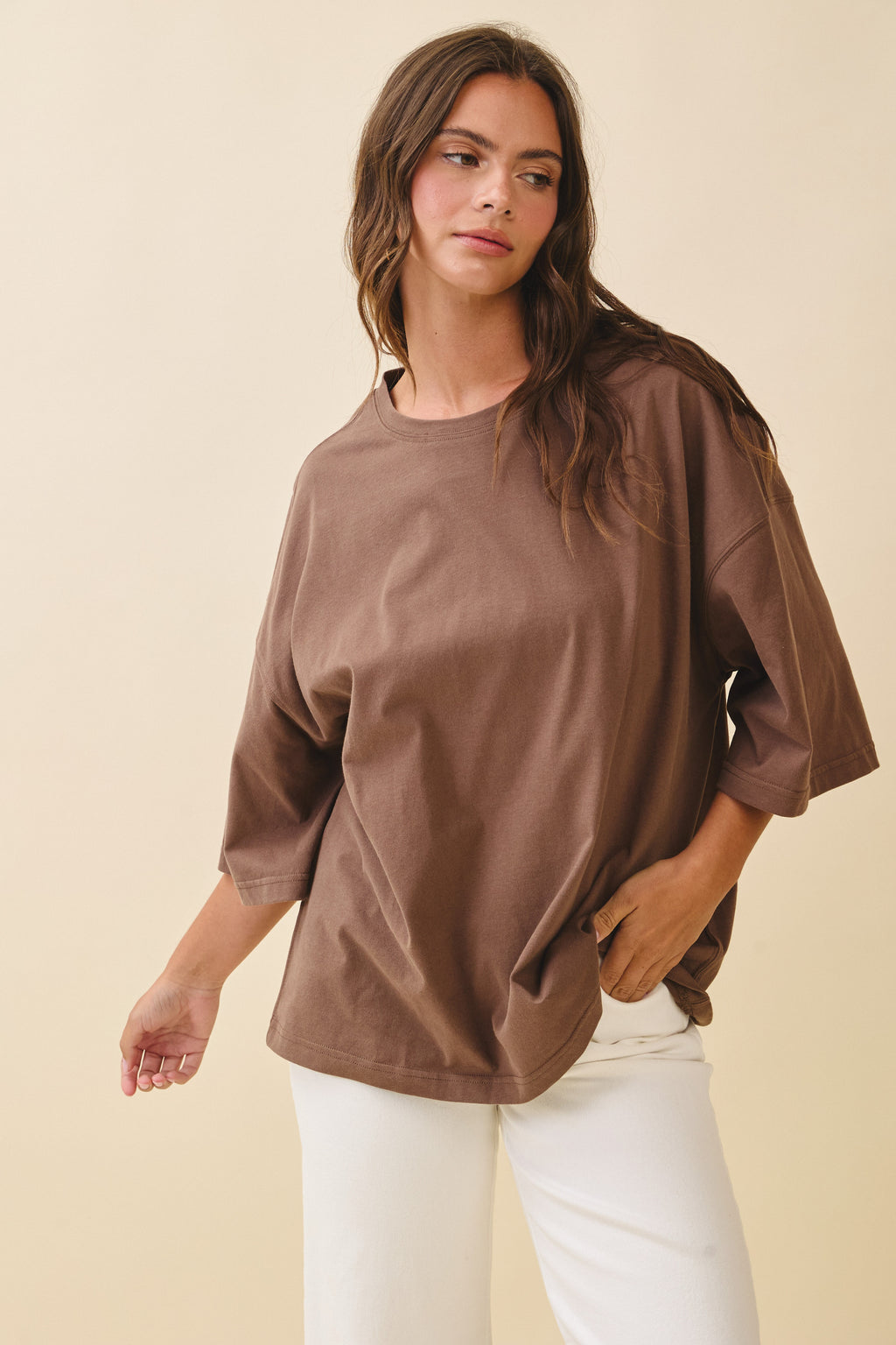 Oversized Chocolate Brown Everyday Cotton Tee