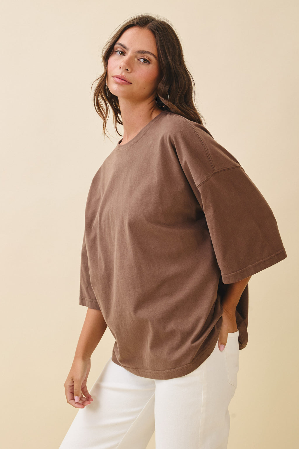 Oversized Chocolate Brown Everyday Cotton Tee