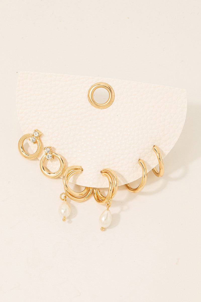 Polished Metallic Hoop Earrings Set