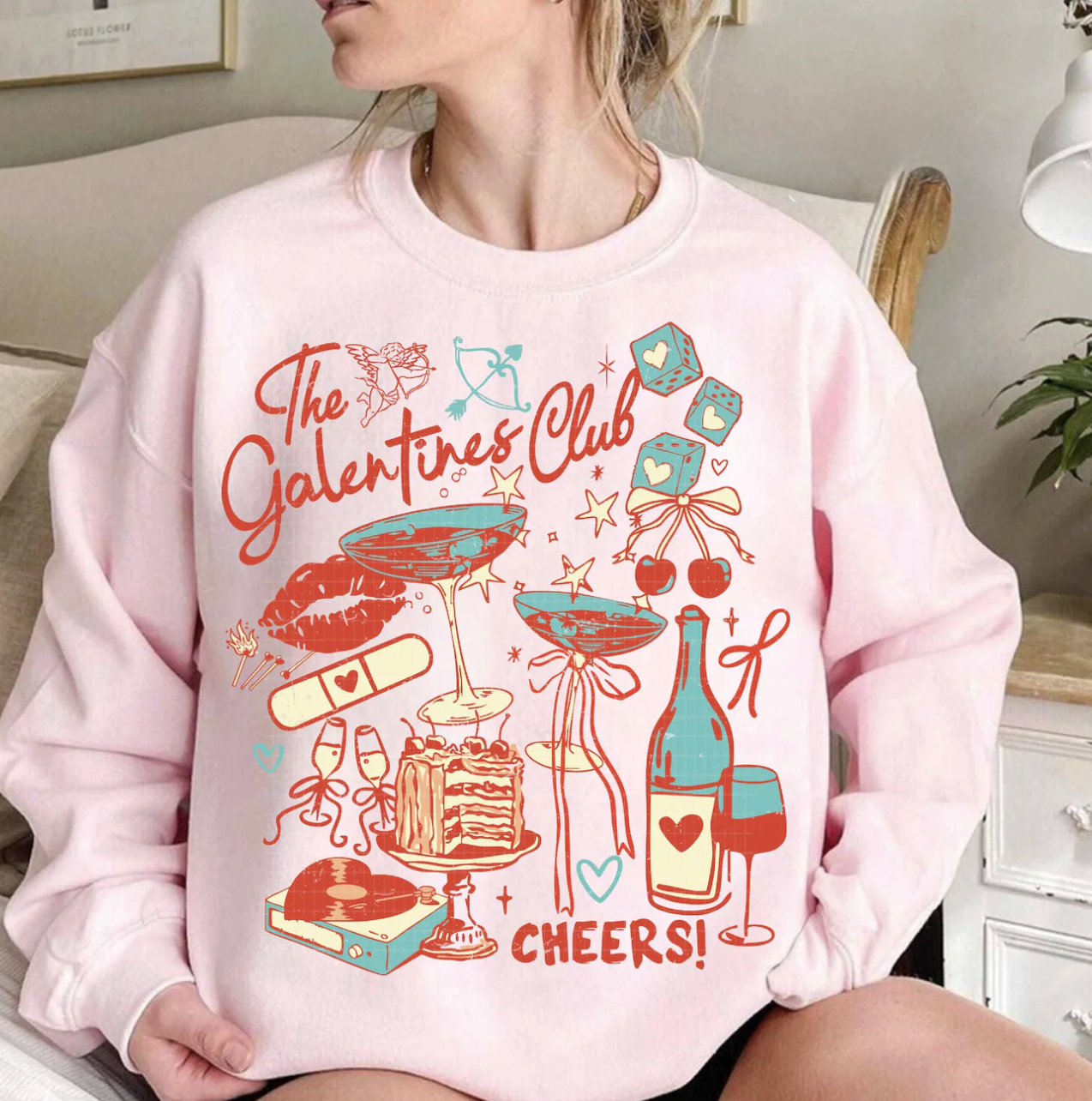 The Galentine's Club Collage Tee or Crew Sweatshirt