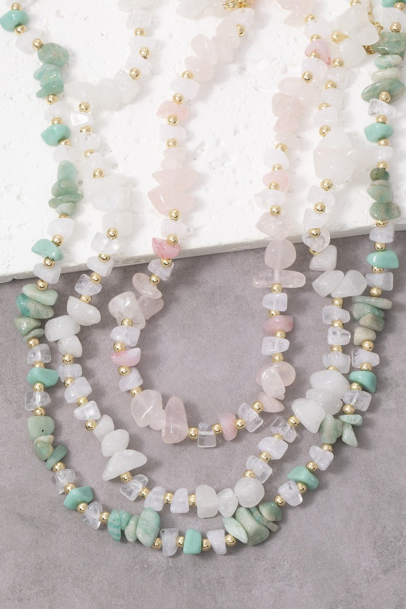 Semi Precious Stone Chip Bead Strand Necklace