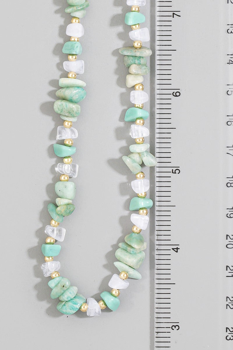 Semi Precious Stone Chip Bead Strand Necklace