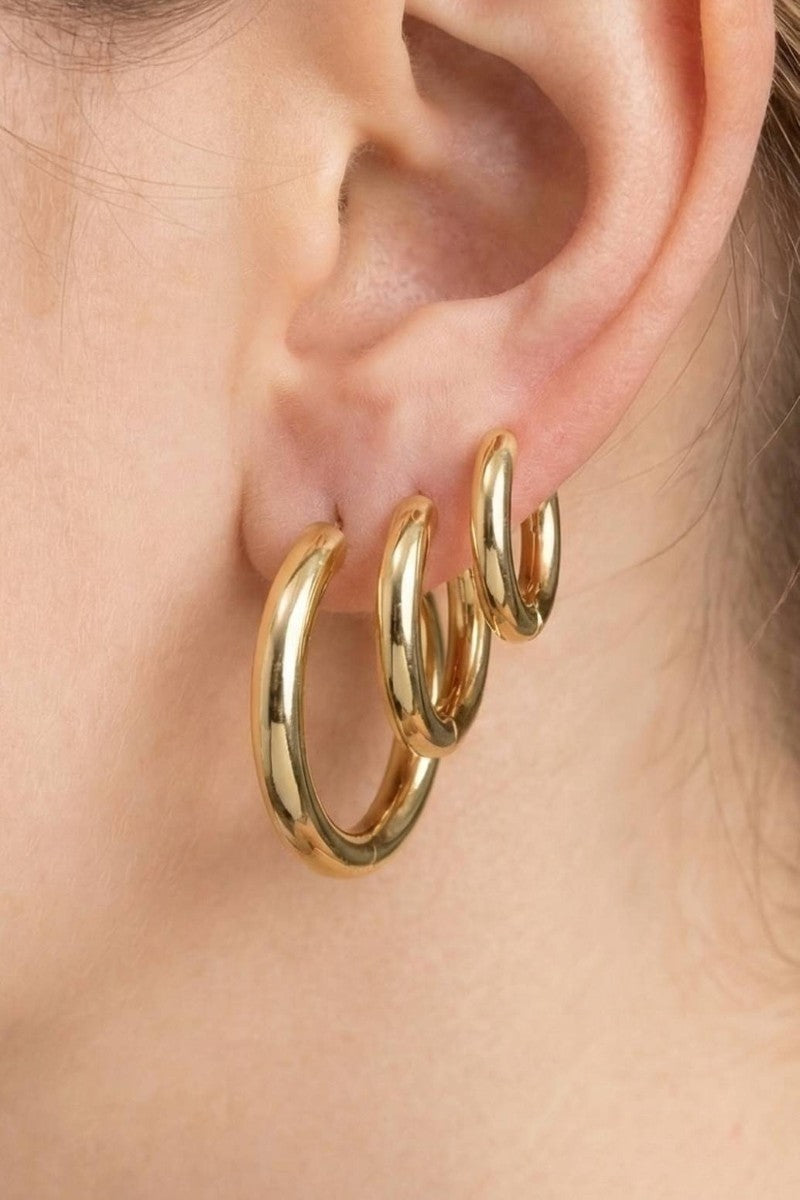 Stainless Steel Mixed Hoop Earrings Set