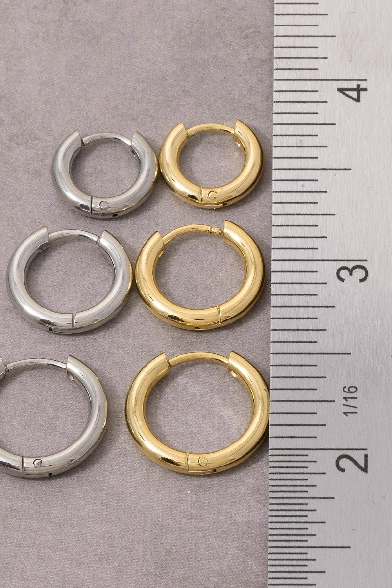 Stainless Steel Mixed Hoop Earrings Set
