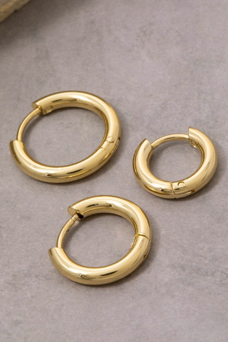 Stainless Steel Mixed Hoop Earrings Set