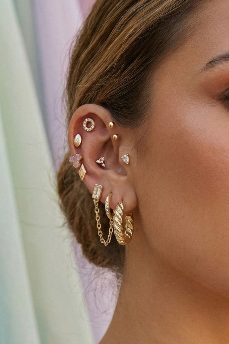 Ten Pair Assorted Pink Mini Earrings Set