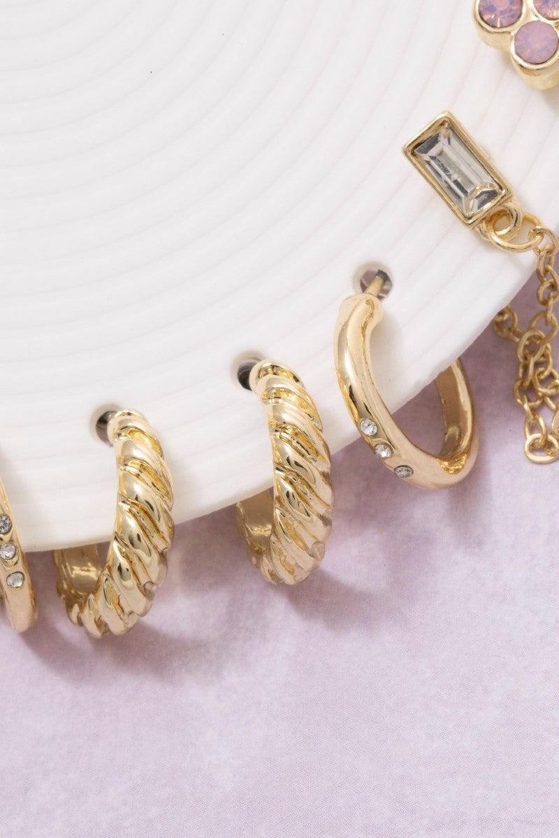 Ten Pair Assorted Pink Mini Earrings Set