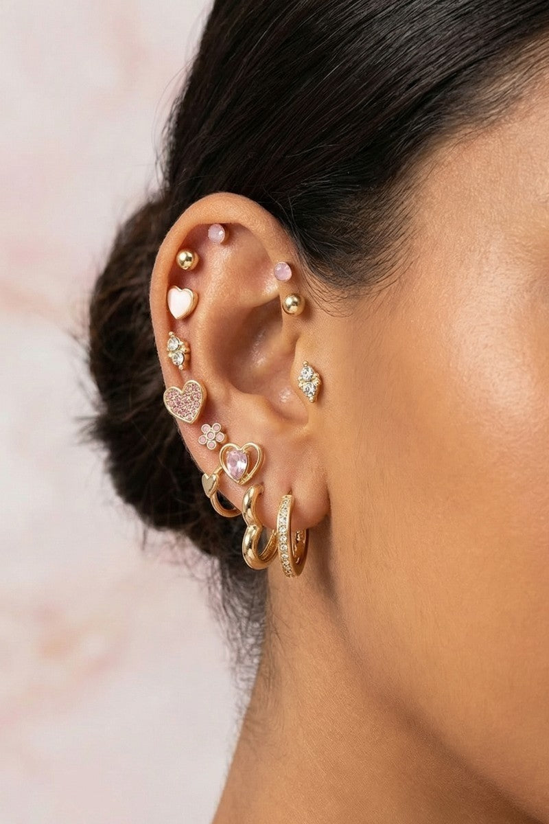 Ten Pair Assorted Mini Hearts Earrings Set