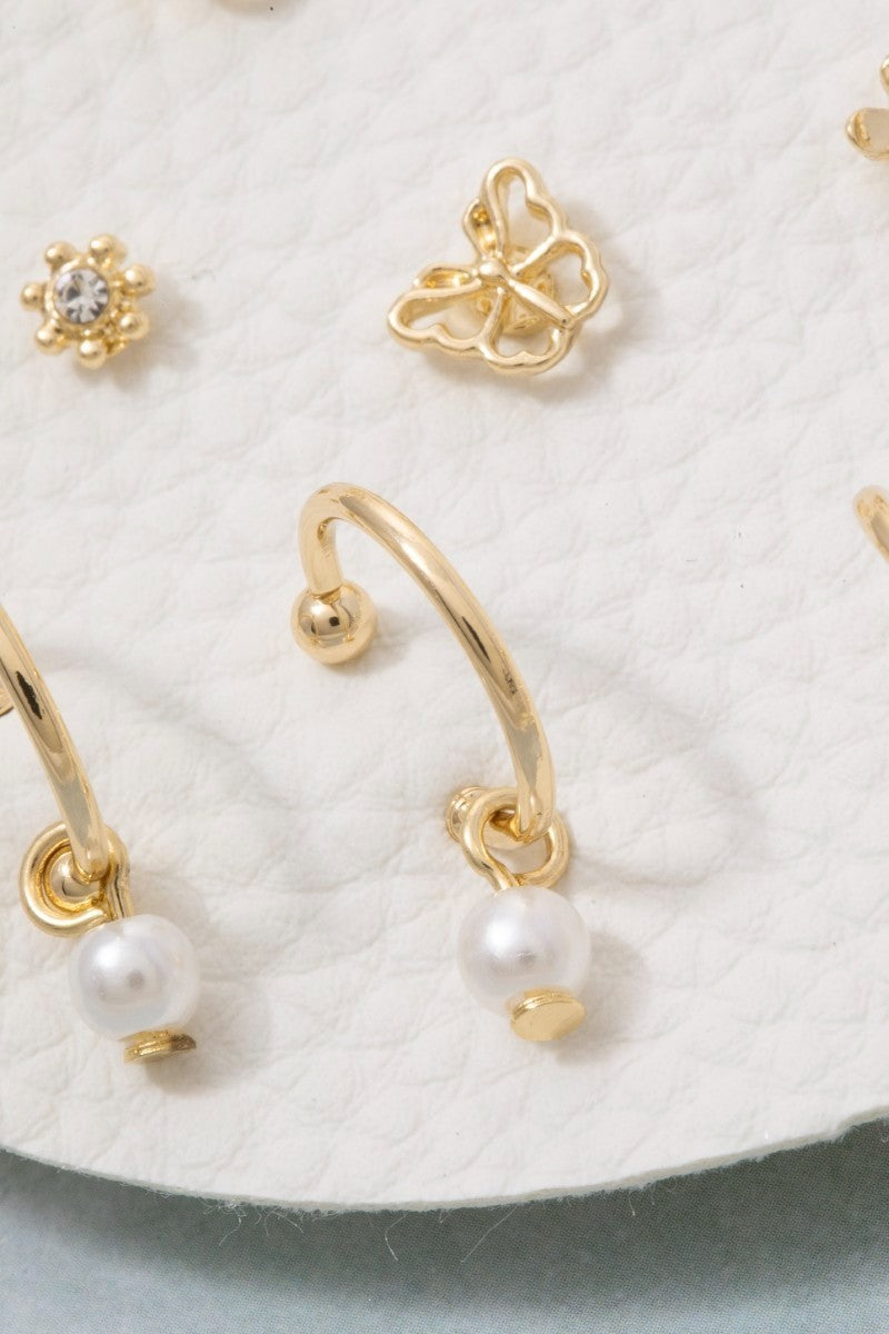 Ten Pair Butterfly Flower Earrings Set