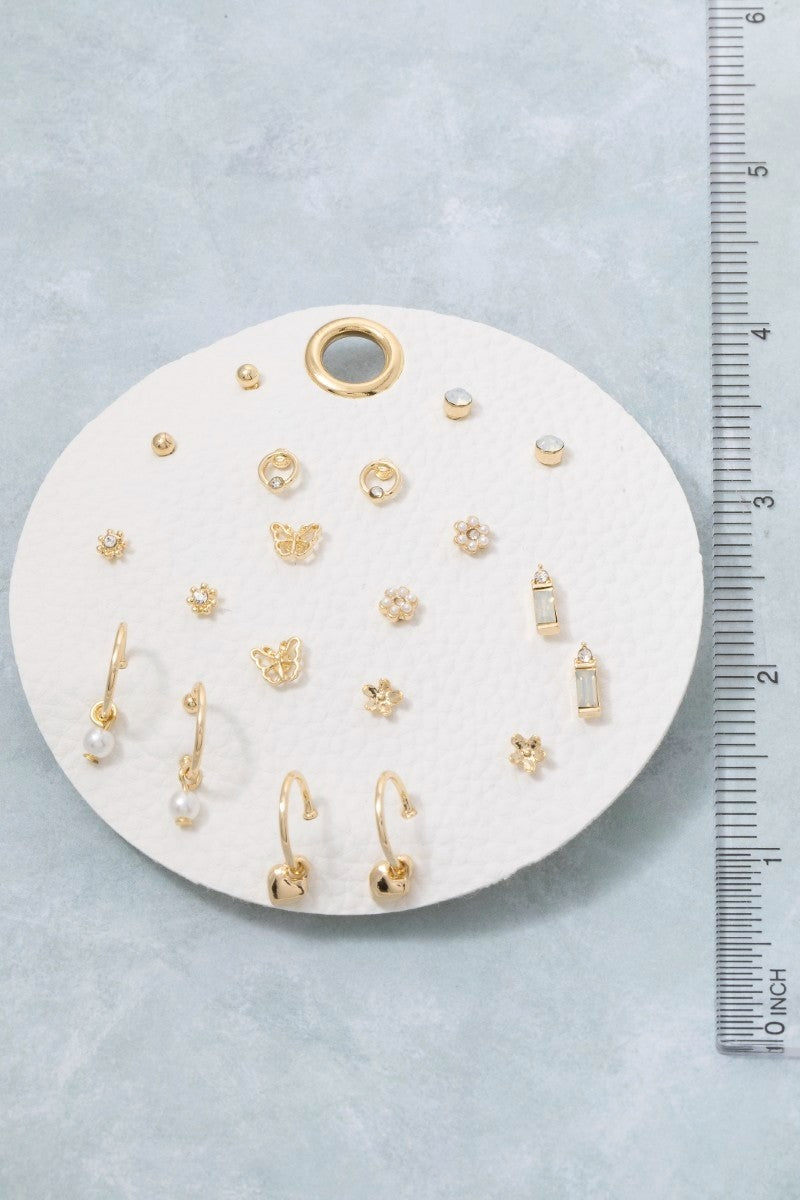 Ten Pair Butterfly Flower Earrings Set