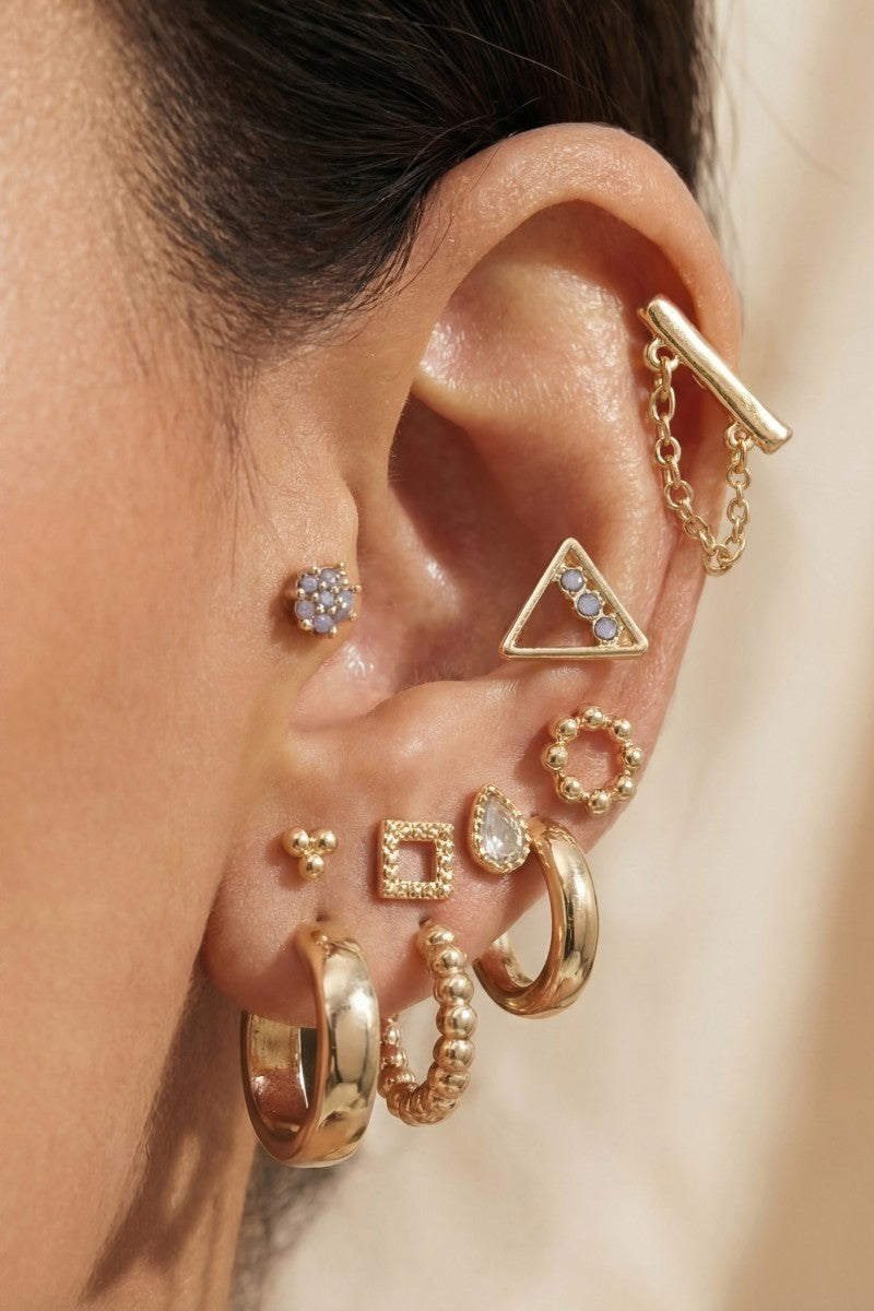 Ten Pair Mini Assorted Blue Earrings Set