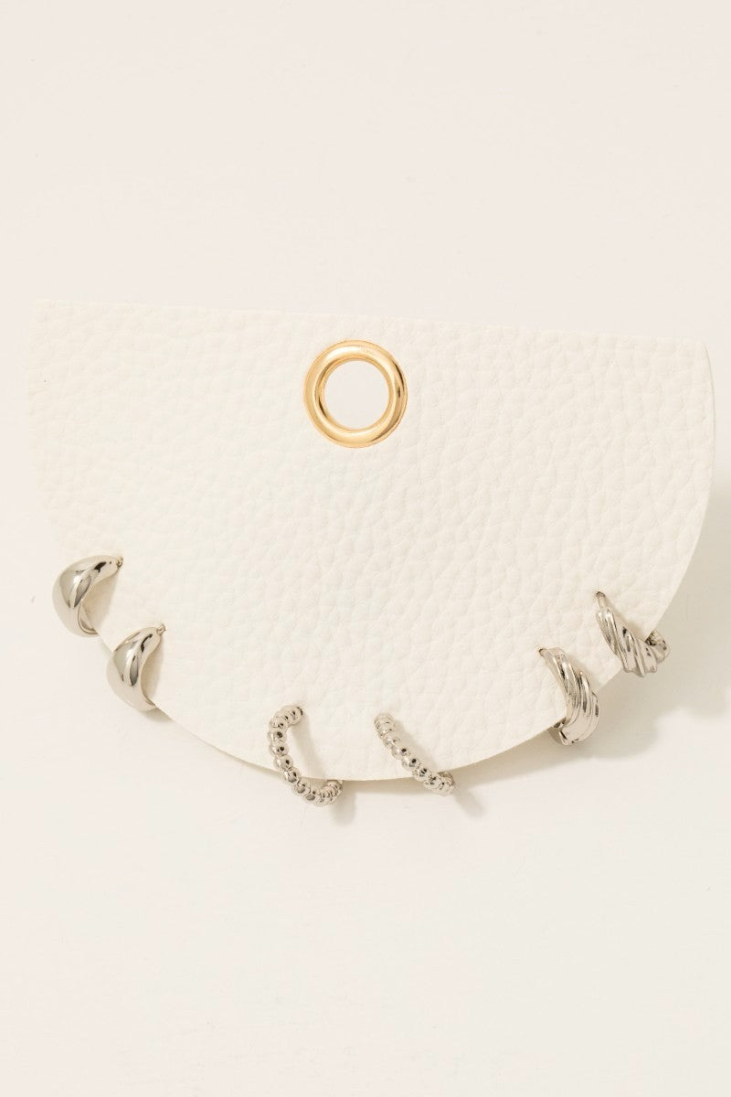 Textured Three Pair Mini Hoop Earrings Set