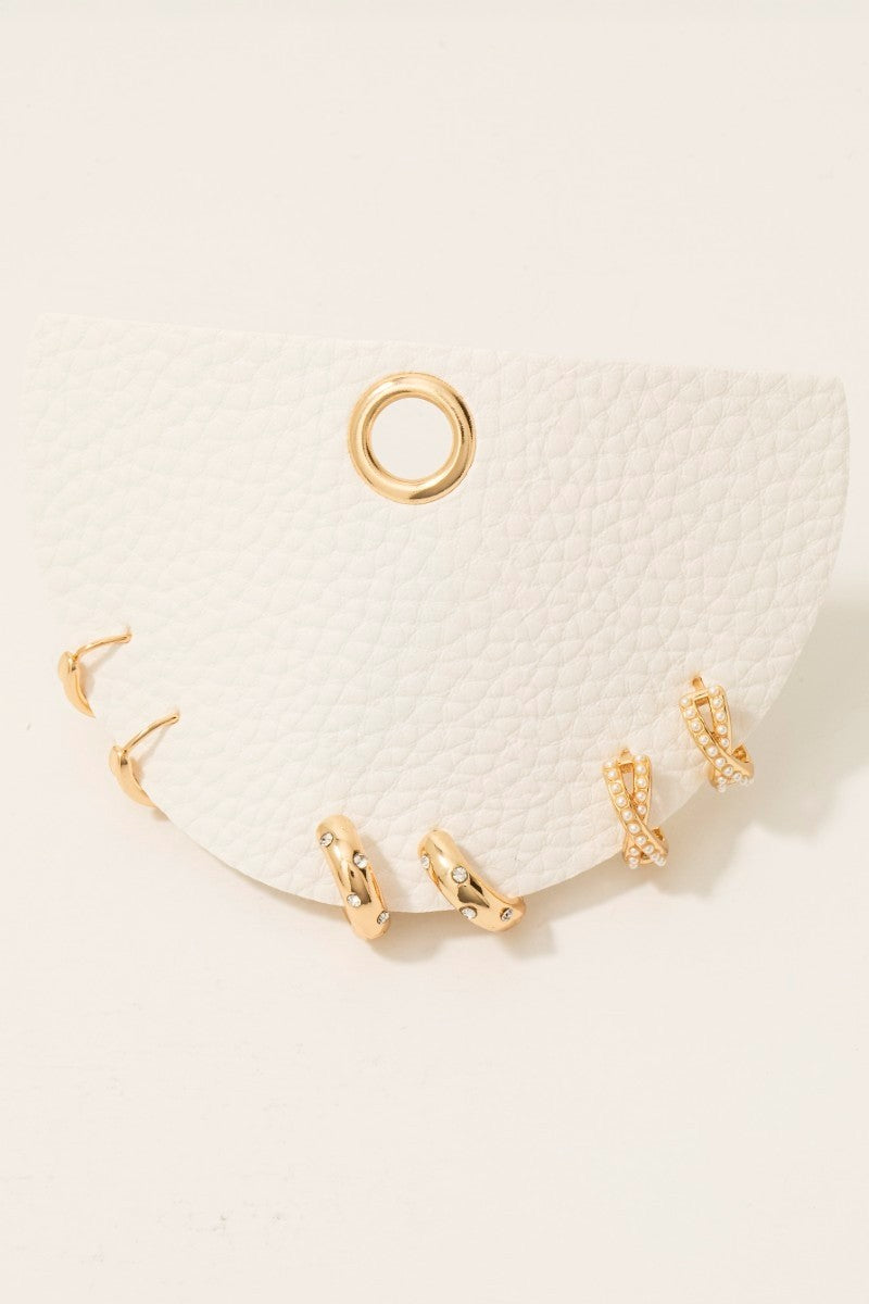 Three Pair Mini Hoop Earrings Set