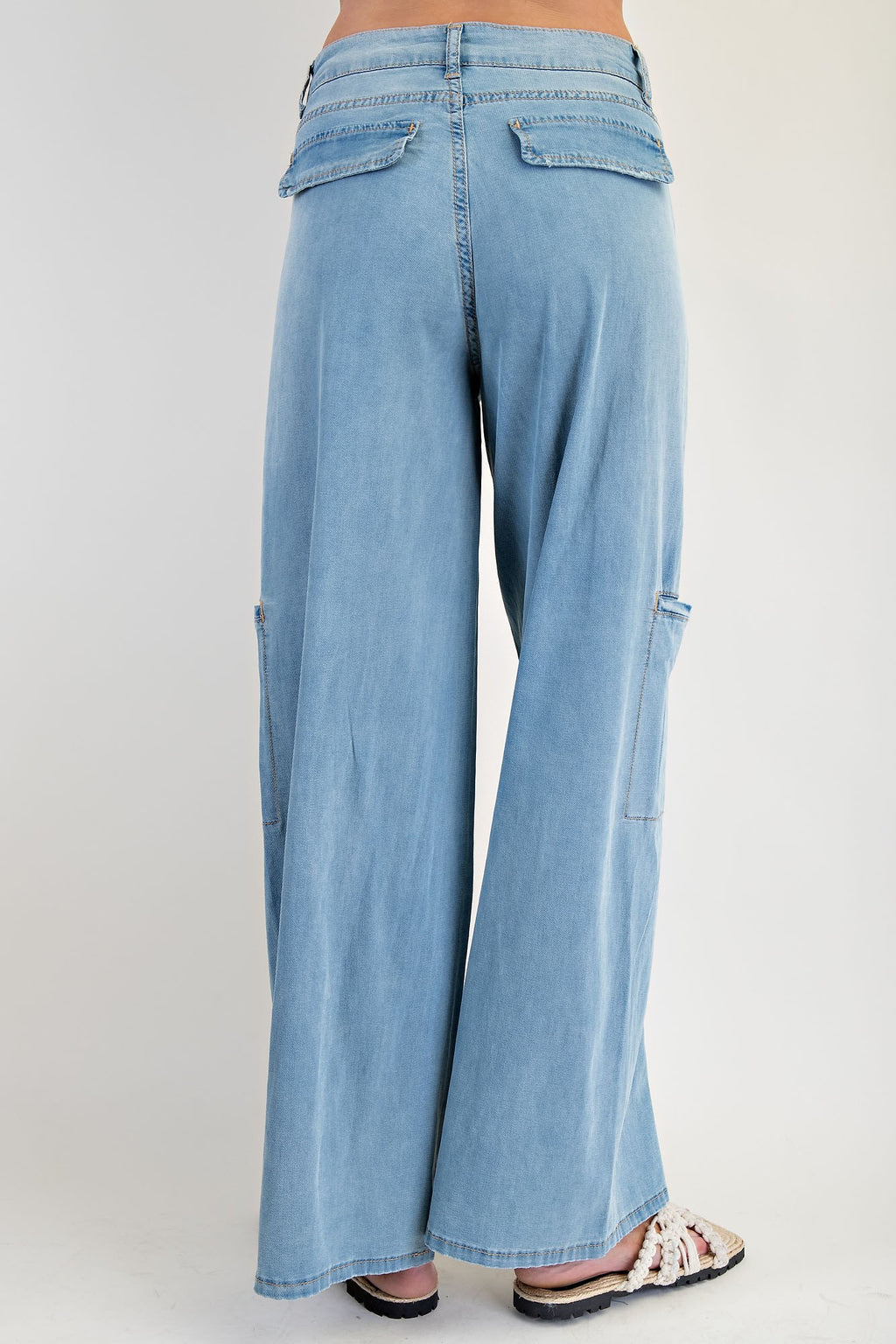 Washed Denim Straight Pants