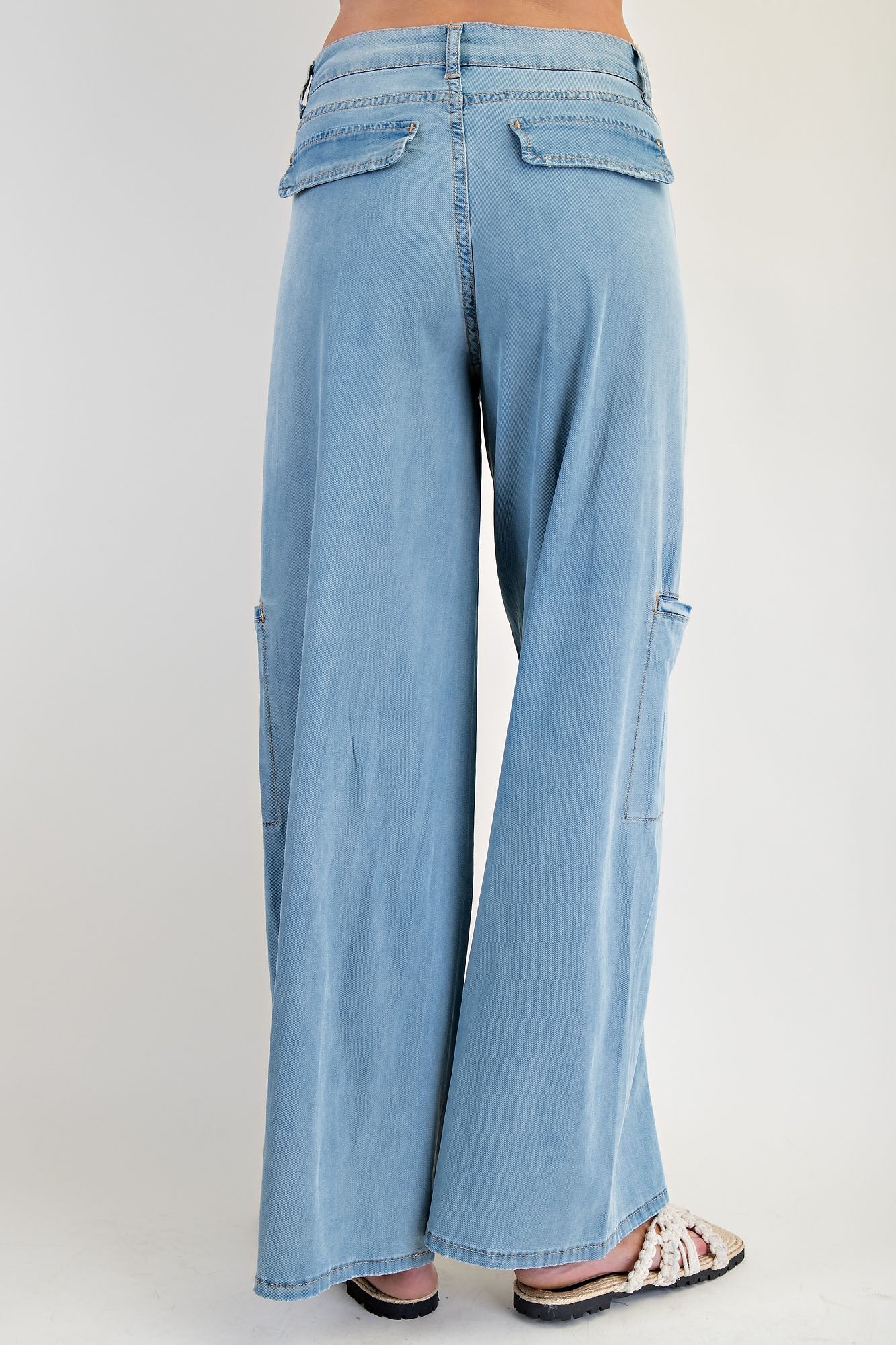 Washed Denim Straight Pants