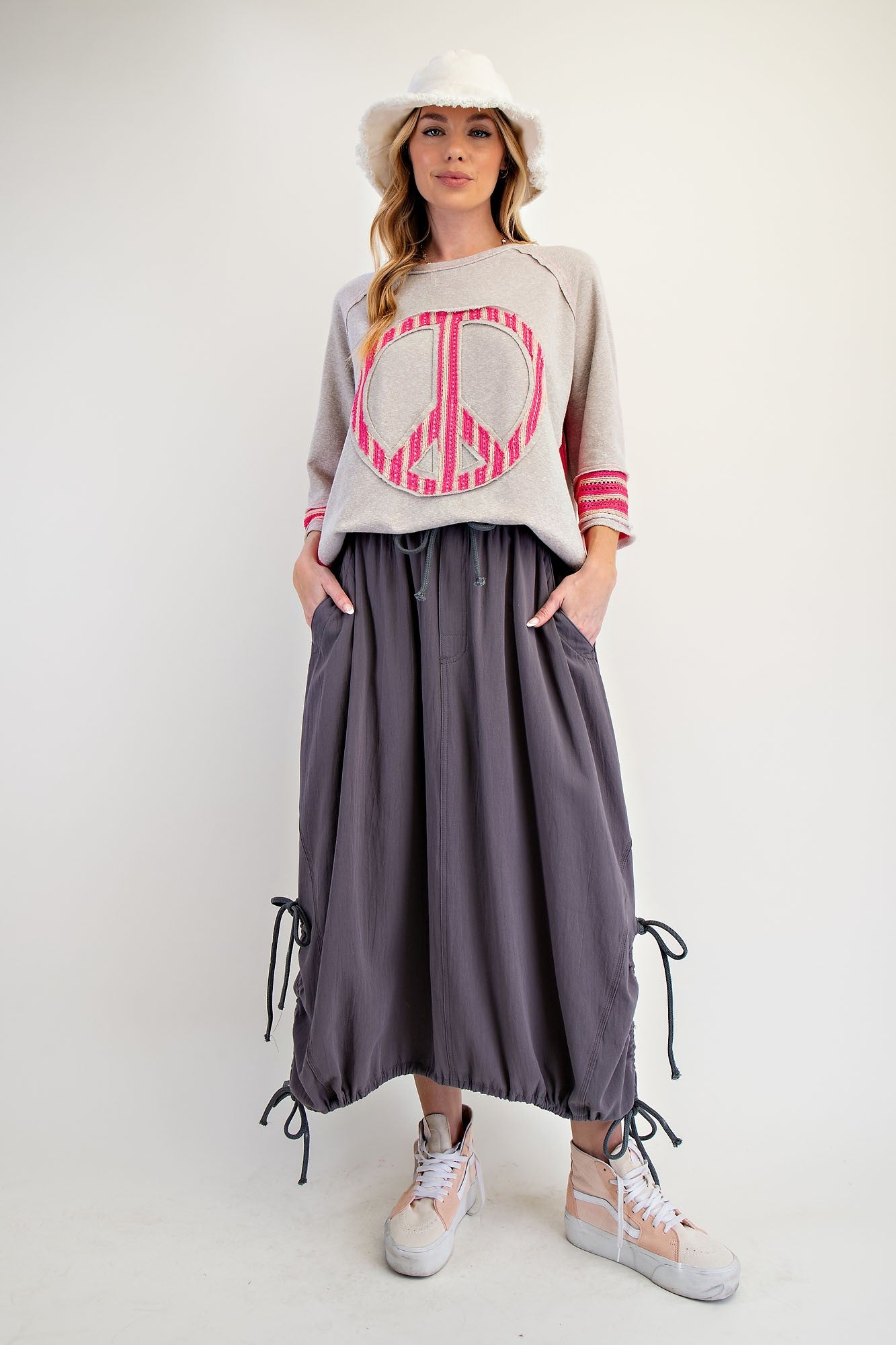 Washed Ash Charcoal Twill Maxi Skirt
