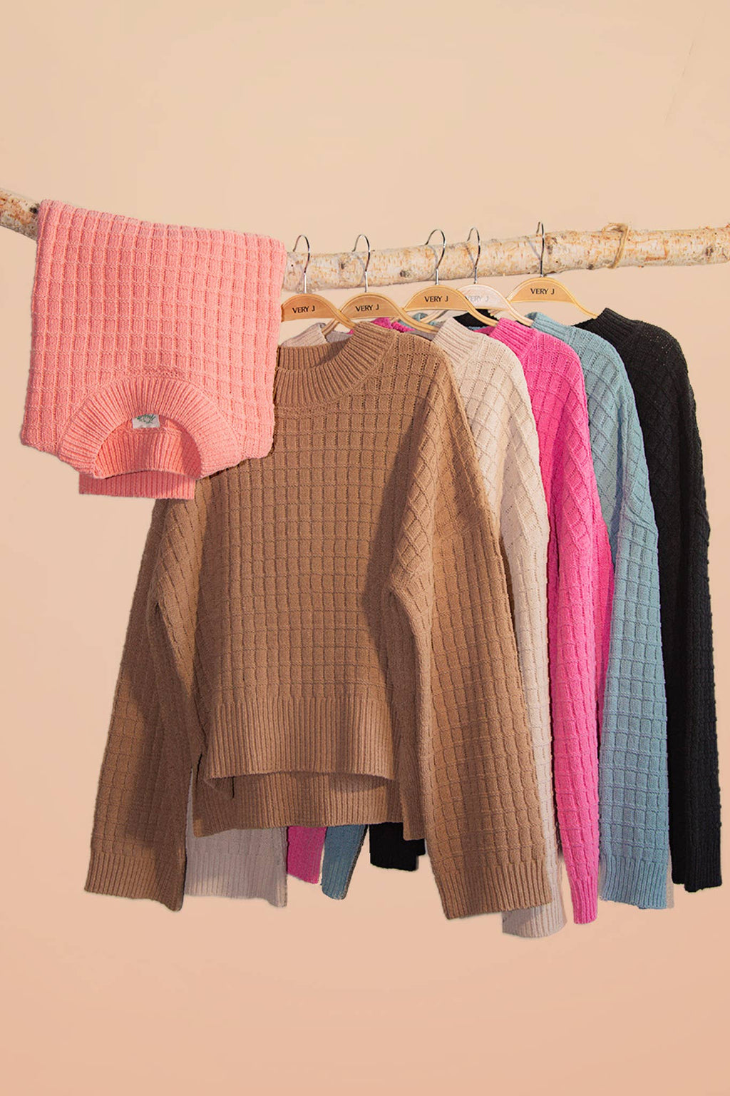 Oversized Textured Mocha Solid Casual Knit Sweater Top