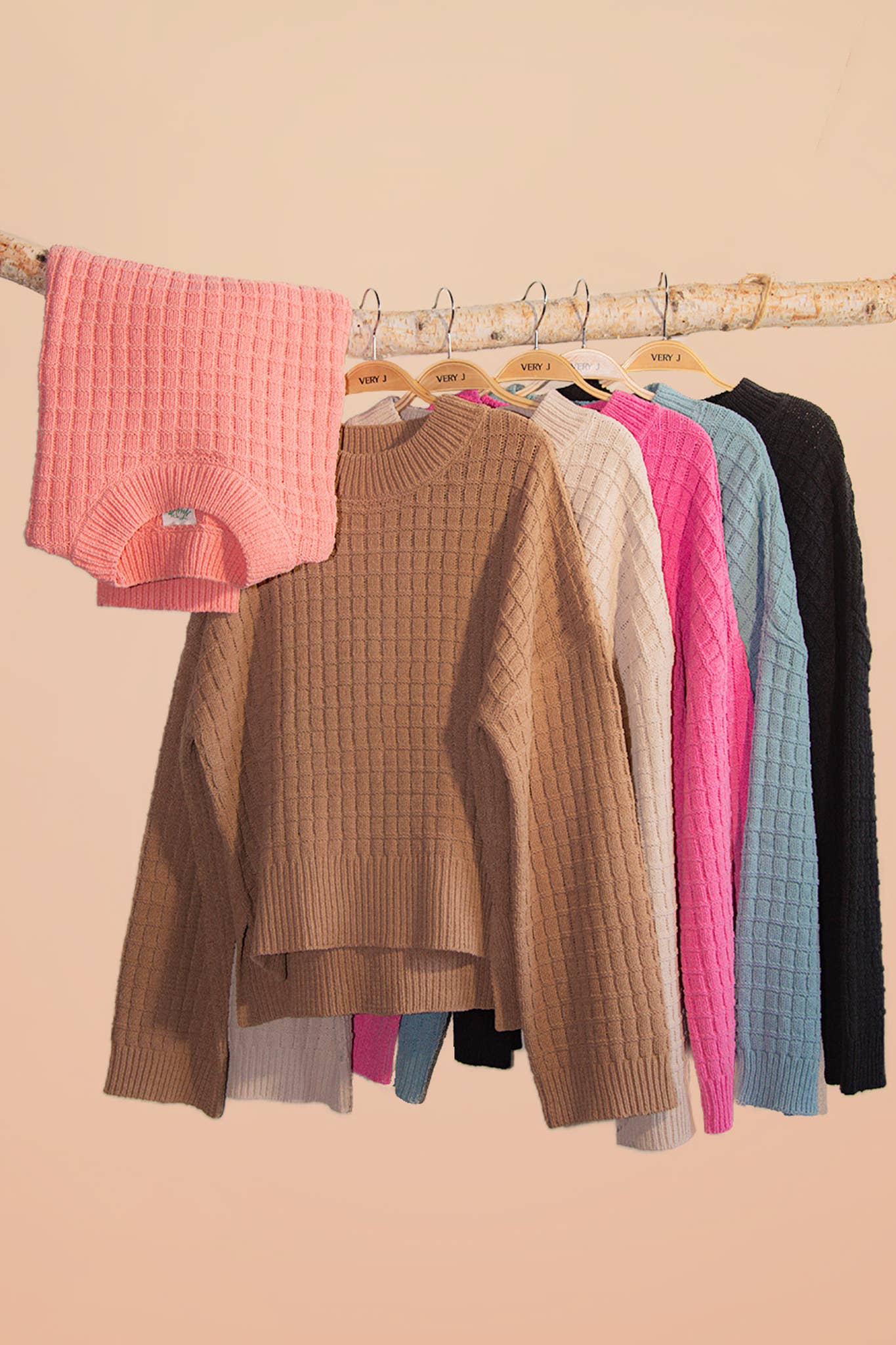 Oversized Textured Mocha Solid Casual Knit Sweater Top