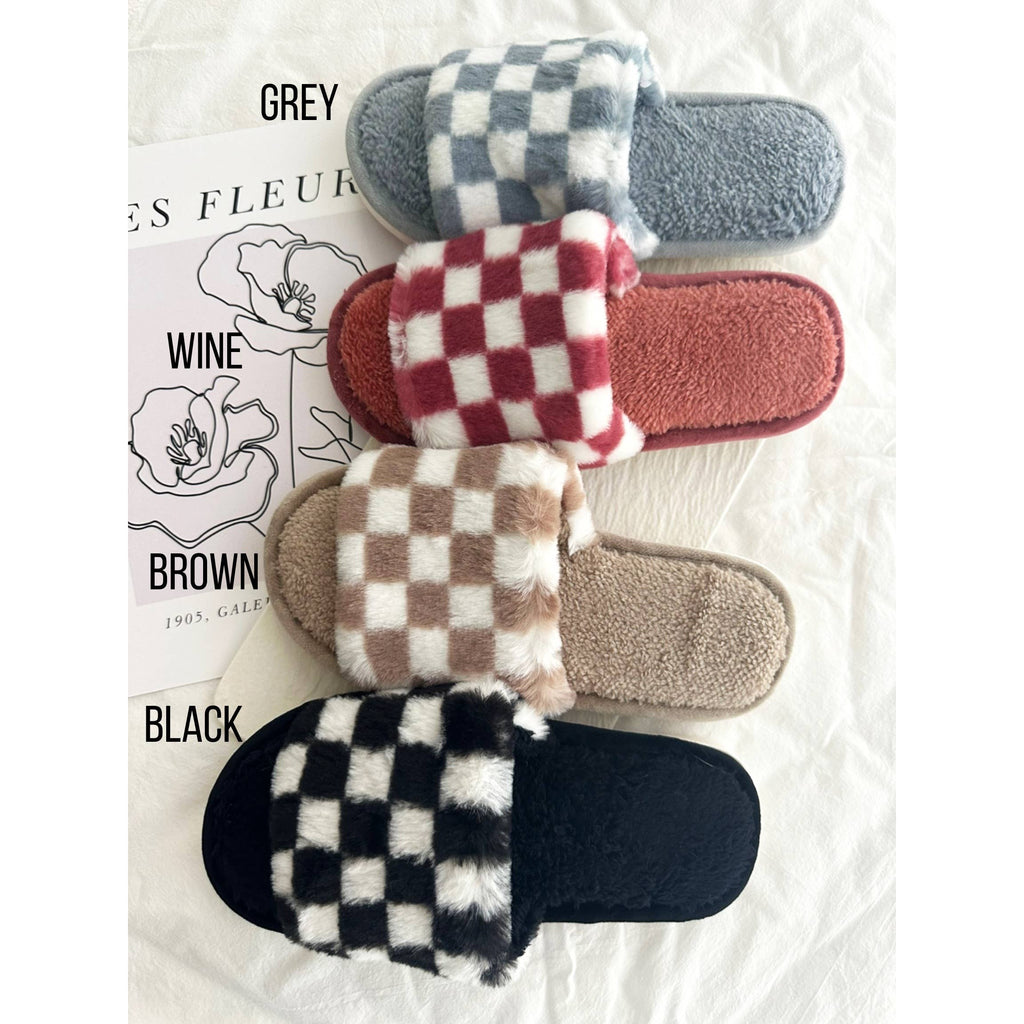 Red Checkered Pattern Cozy Slippers