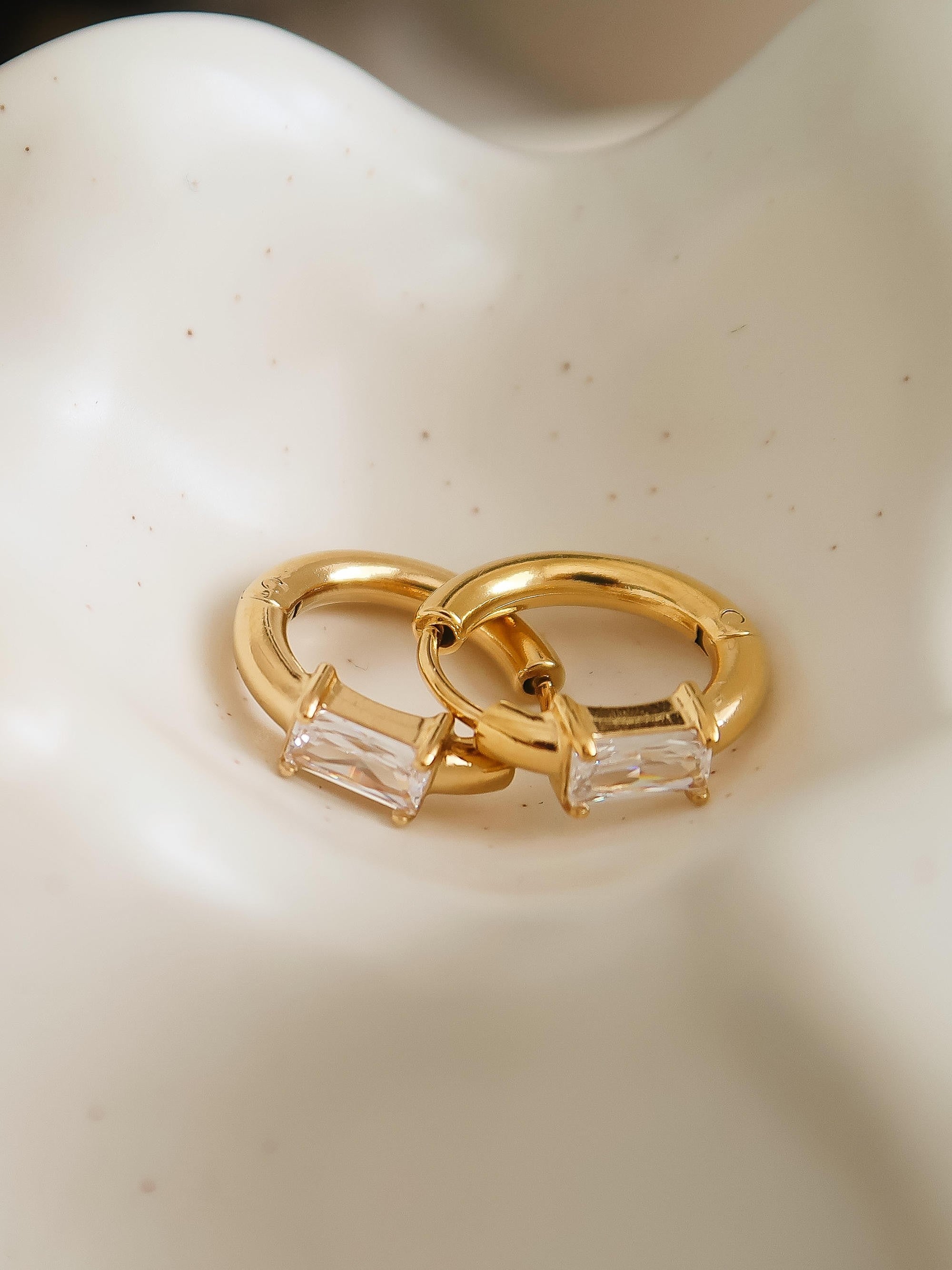 Adhara 18k Gold Non-tarnish Cz Huggie Earrings