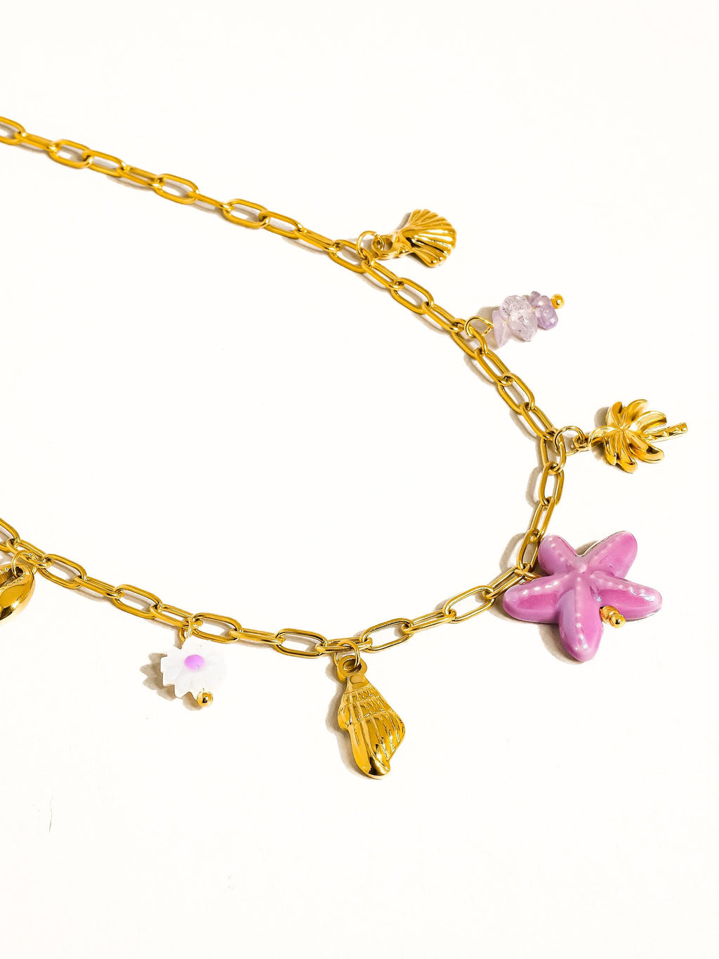 Anya 18k Gold Non-tarnish Starts & Palm Charm Necklace