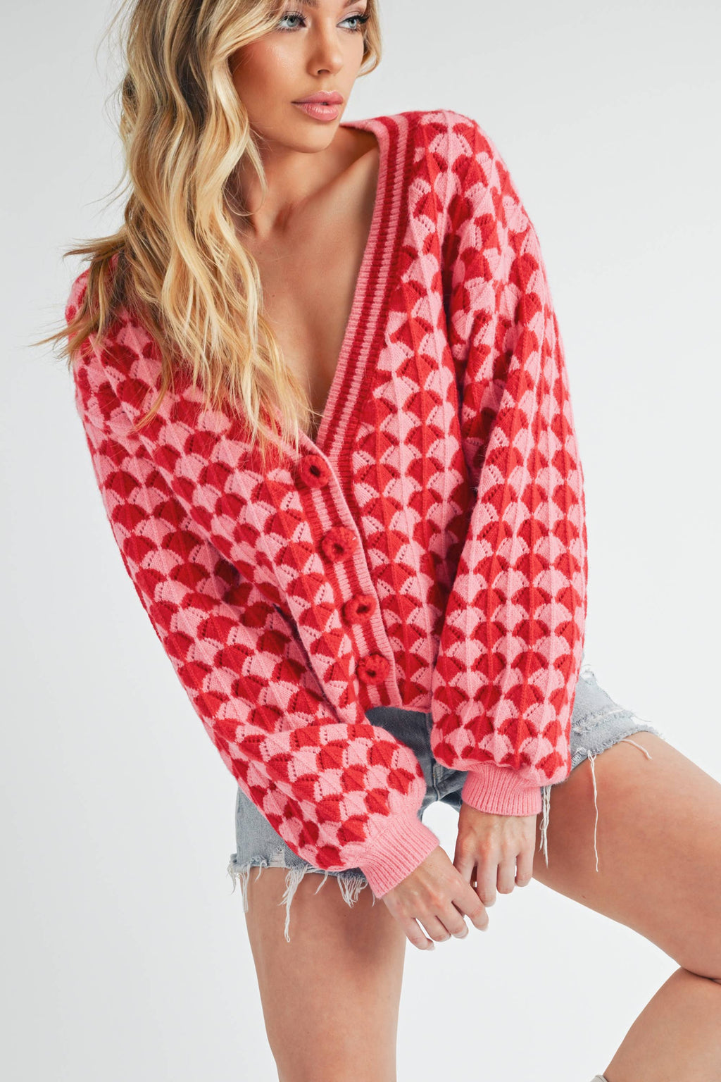Fantasia Pink + Red Cardigan