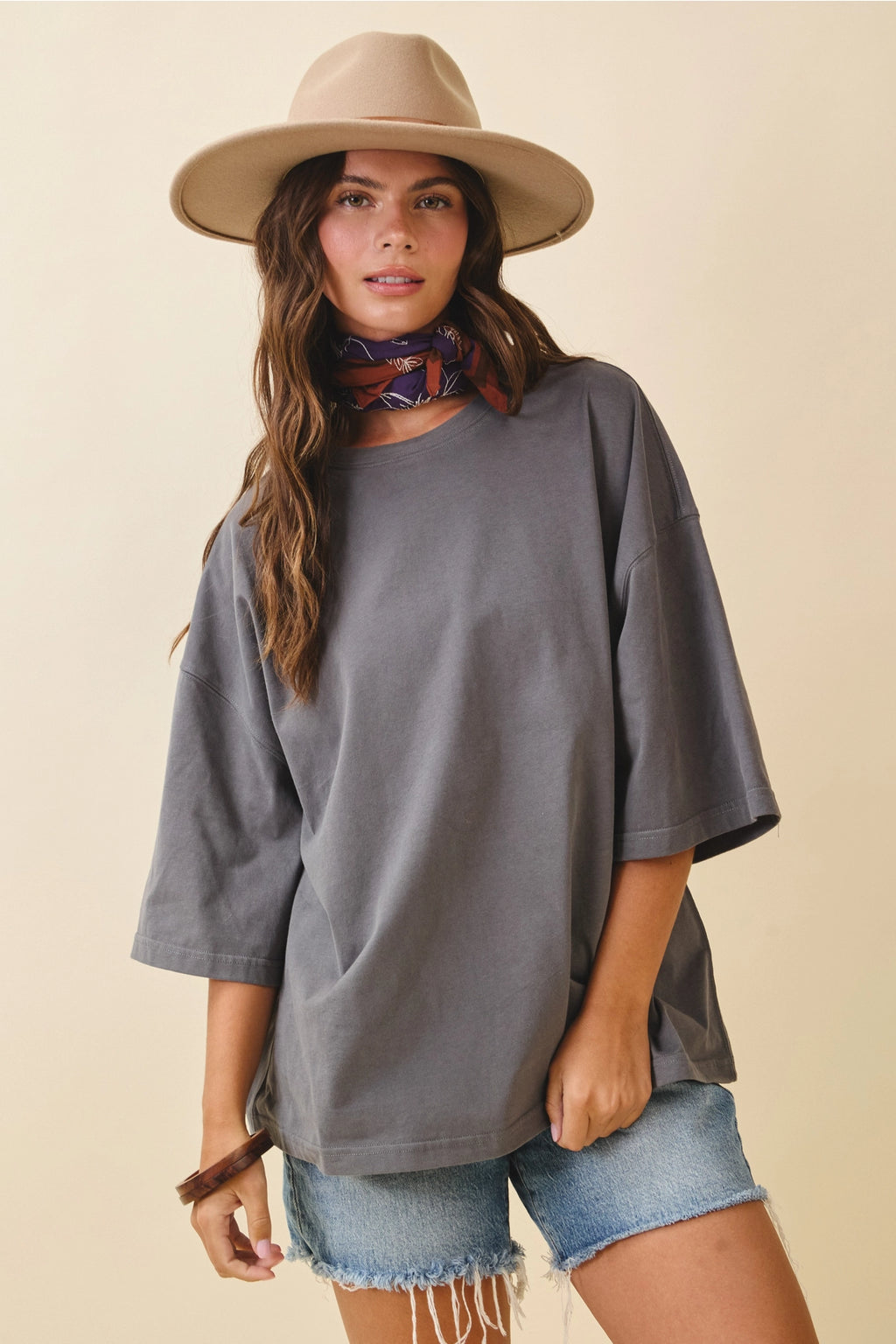 Oversized Charcoal Everyday Cotton Tee